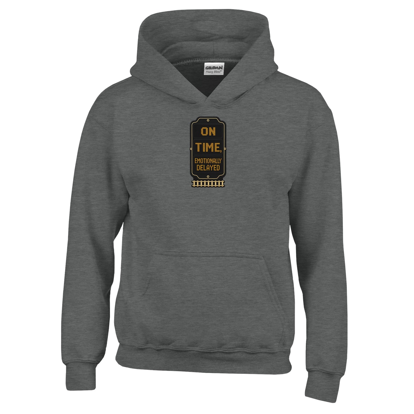 On Time, Emotionally Delayed Rail Graphic Kids' Hoodie — product view 2