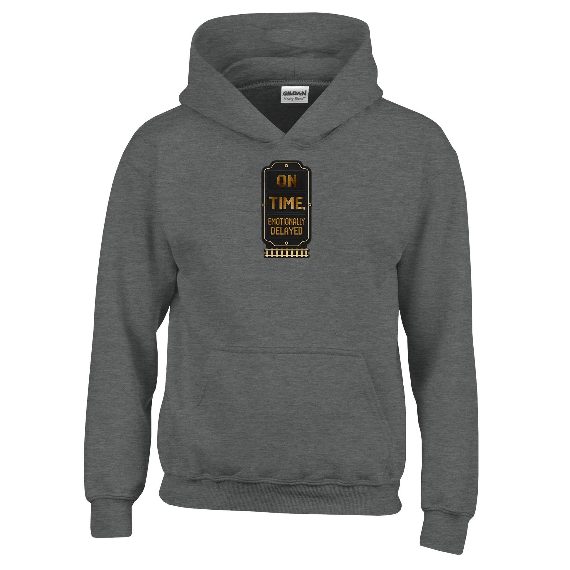 On Time, Emotionally Delayed Rail Graphic Kids' Hoodie — product view 2