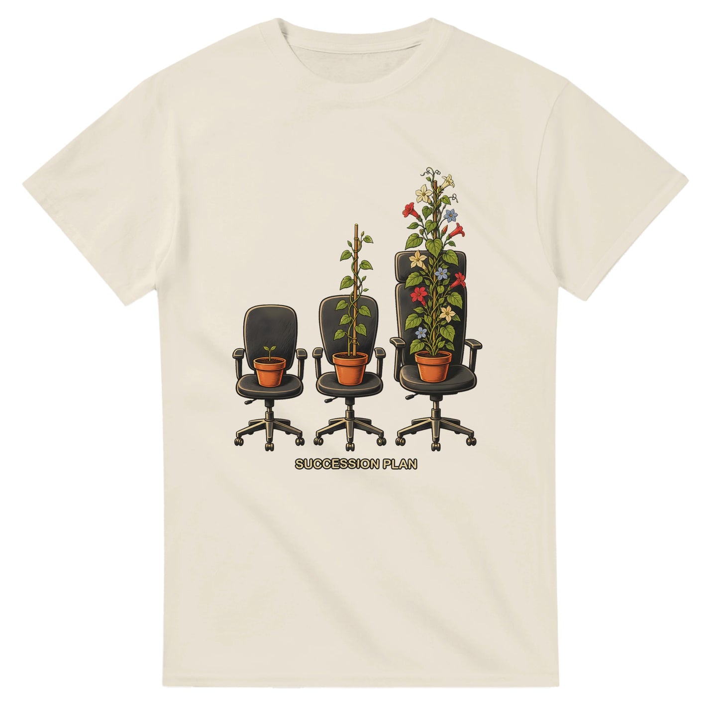 Succession Plan Office Chair Garden Graphic T-shirt — product view 8