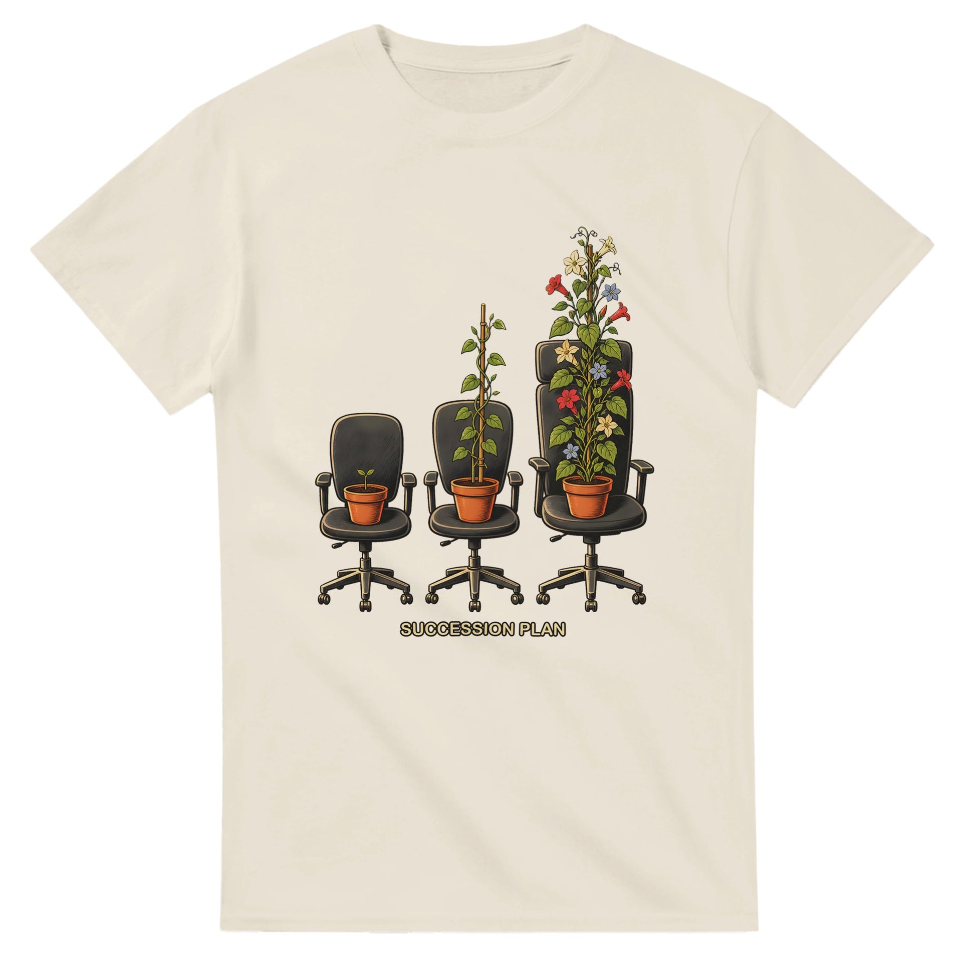 Succession Plan Office Chair Garden Graphic T-shirt — product view 8