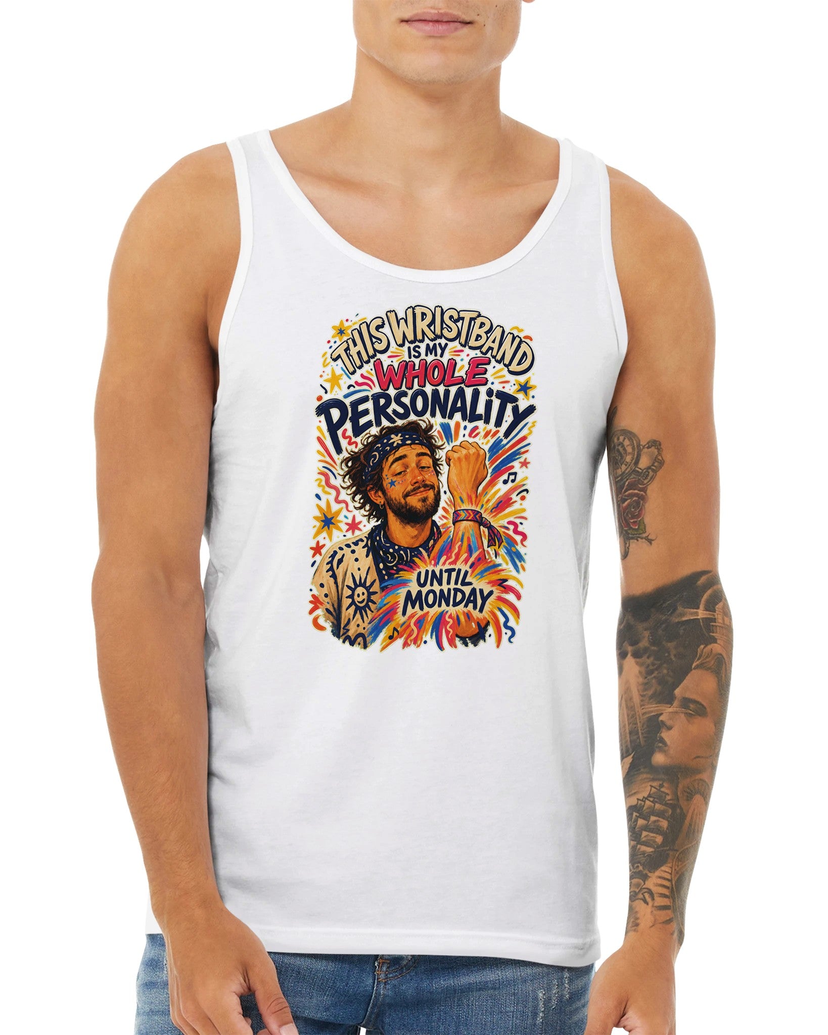 This Wristband Is My Whole Personality Until Monday Premium Unisex Tank Top — product view 15