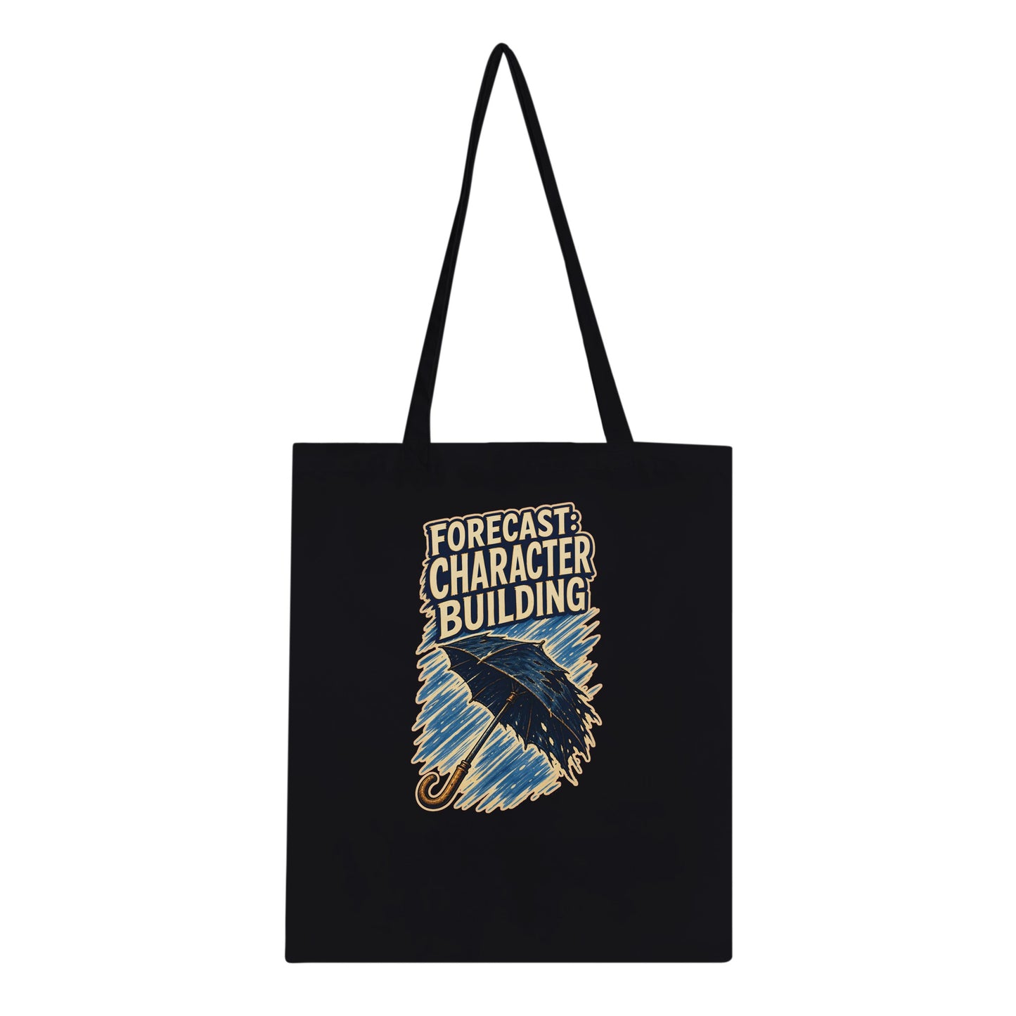 Forecast: Character Building – British Weather Tote Bag — product view 3