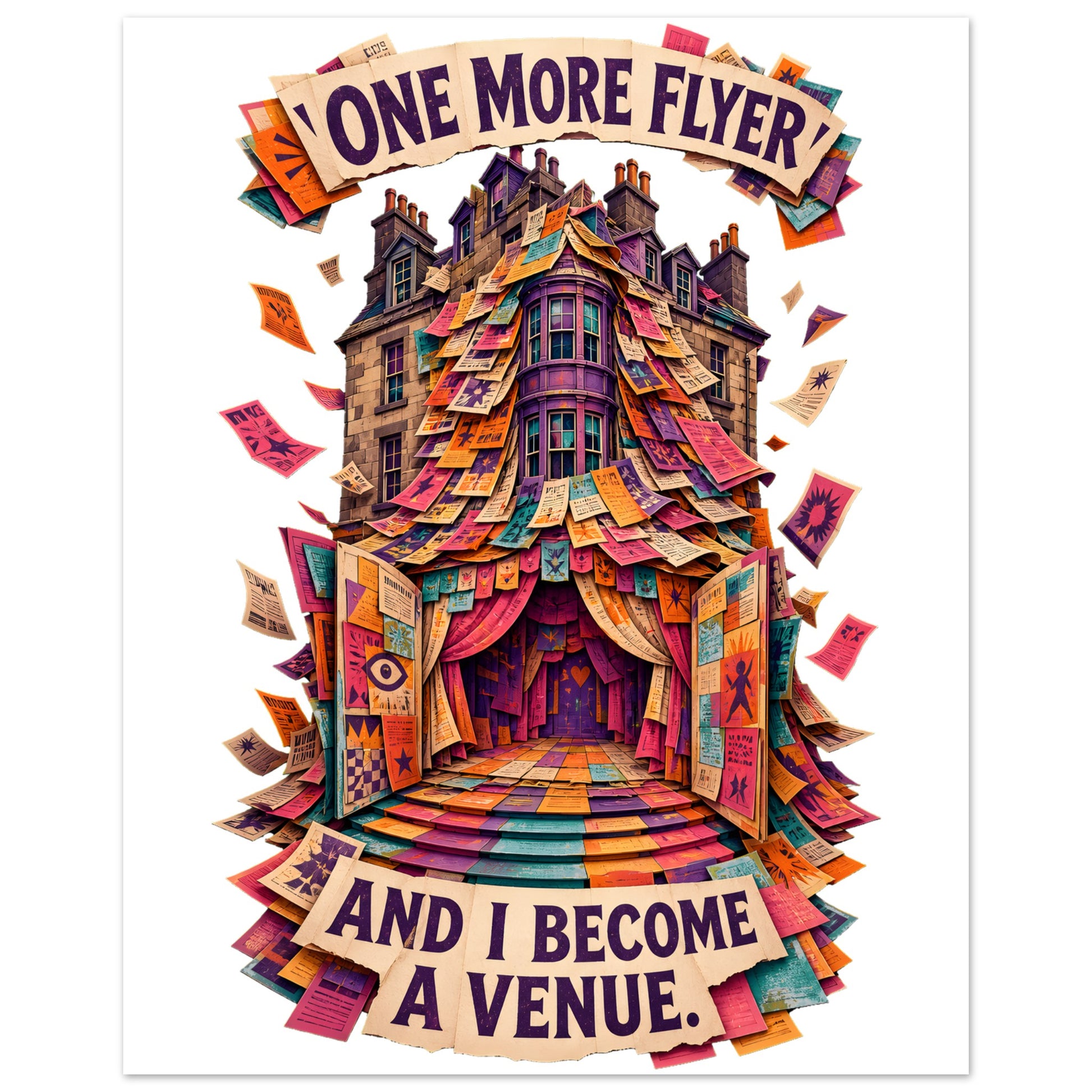 One More Flyer and I Become a Venue Aluminium Print — product view 2