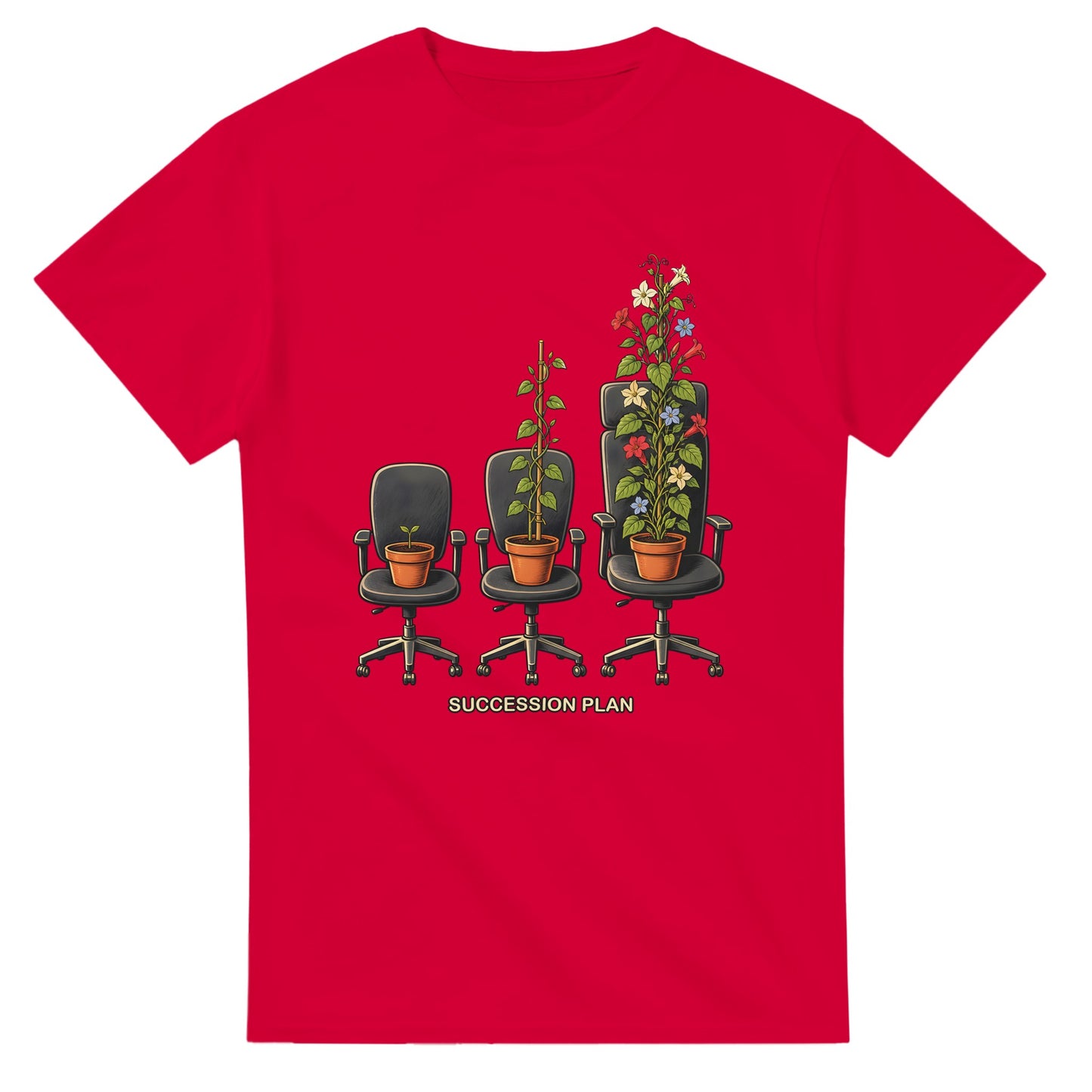 Succession Plan Office Chair Garden Graphic T-shirt — product view 9