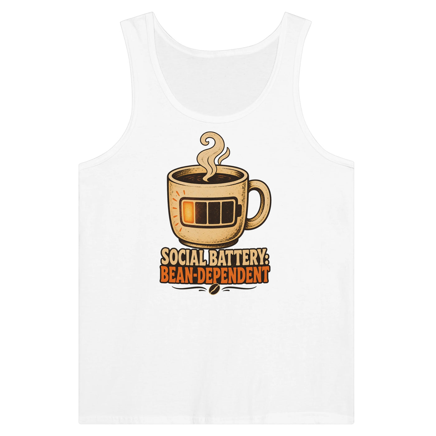Social Battery: Bean-Dependent Graphic Premium Unisex Tank Top