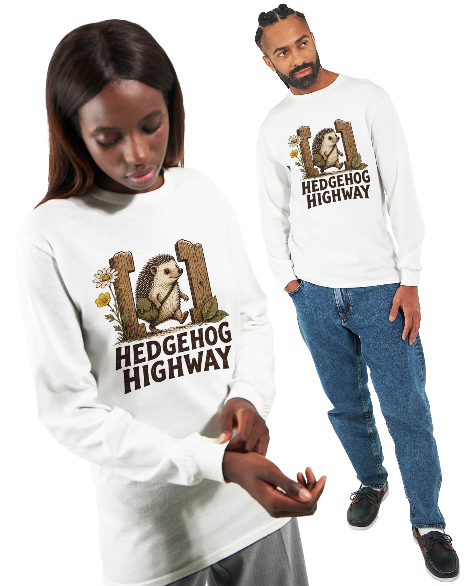 Hedgehog Highway Garden Graphic Long-Sleeve T-shirt — product view 2