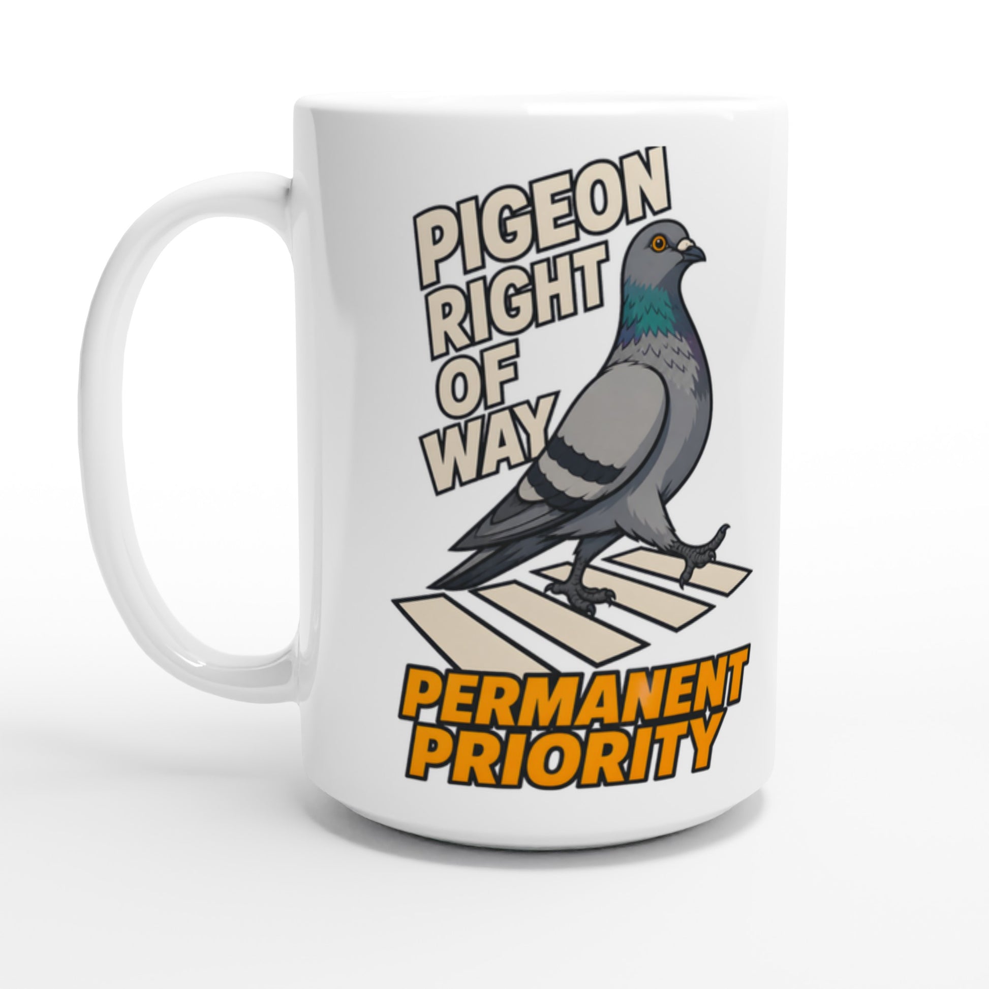 Pigeon Right of Way Large Mug — product view 1