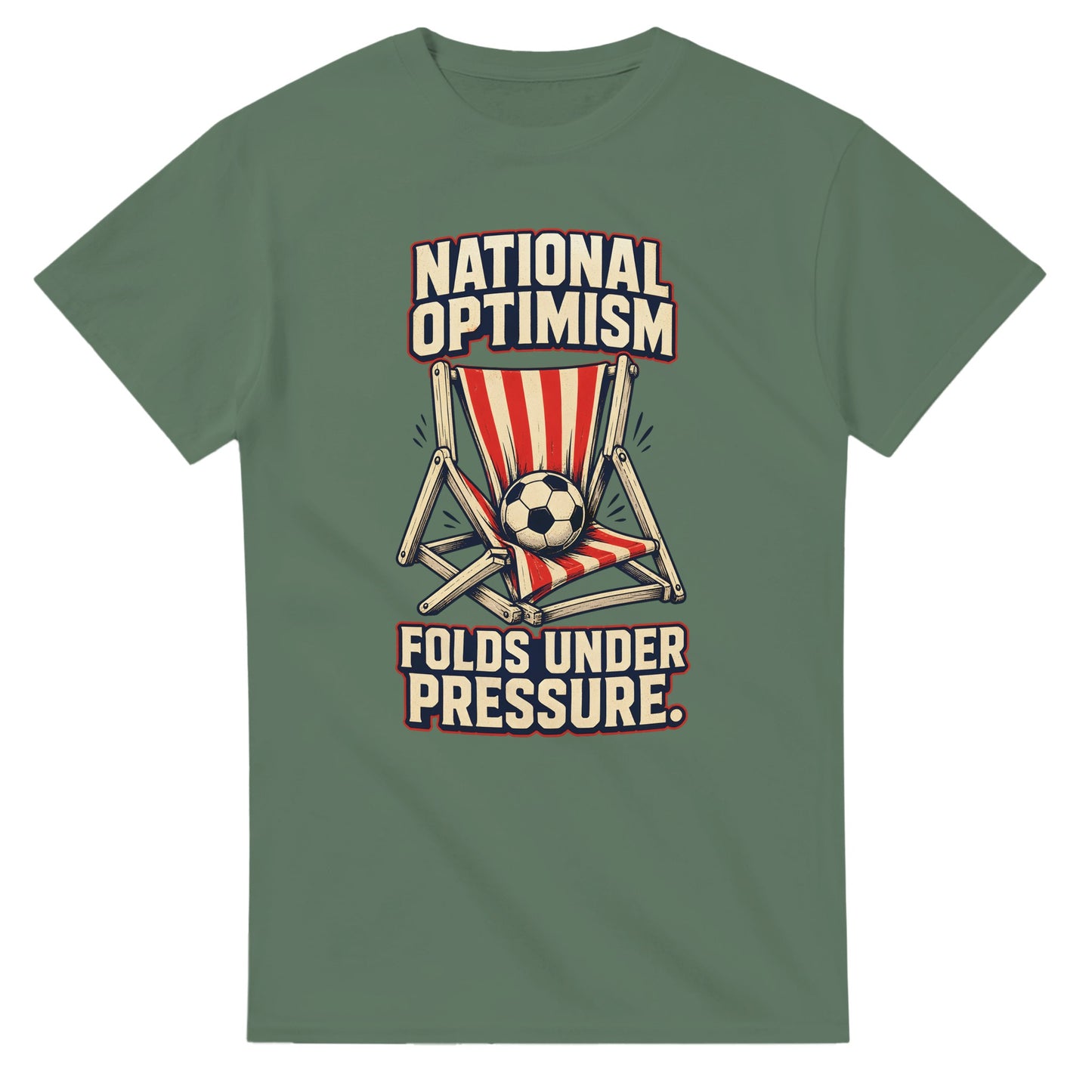 National Optimism Folds Under Pressure Football T-shirt — product view 13