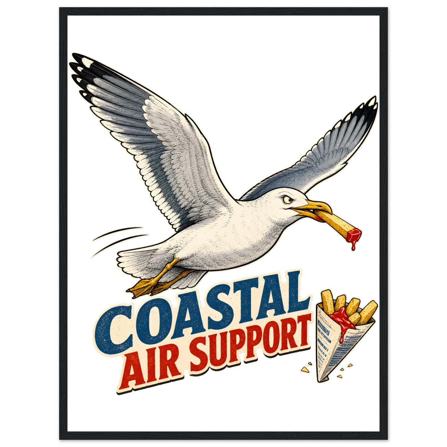 Coastal Air Support Seagull Graphic Framed Wall Art — product view 4