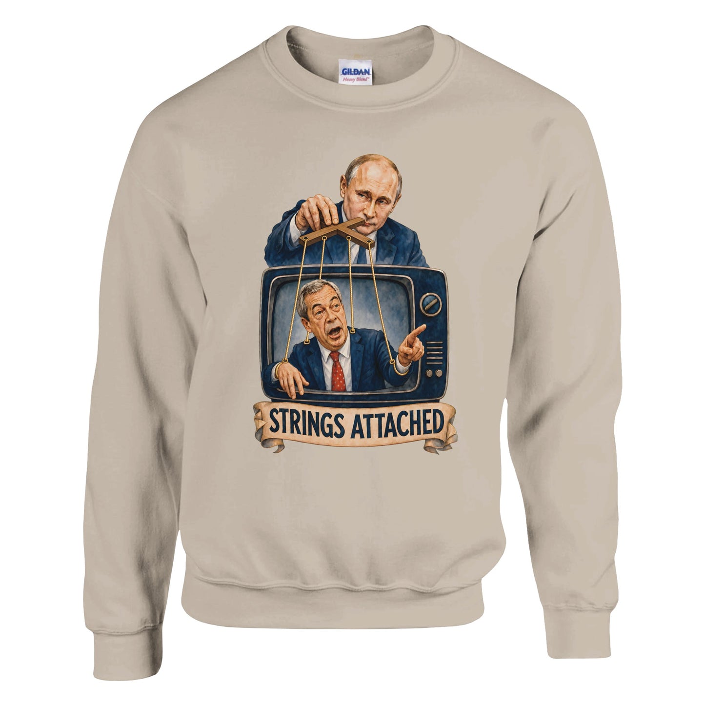 Strings Attached Political Satire Sweatshirt — product view 14