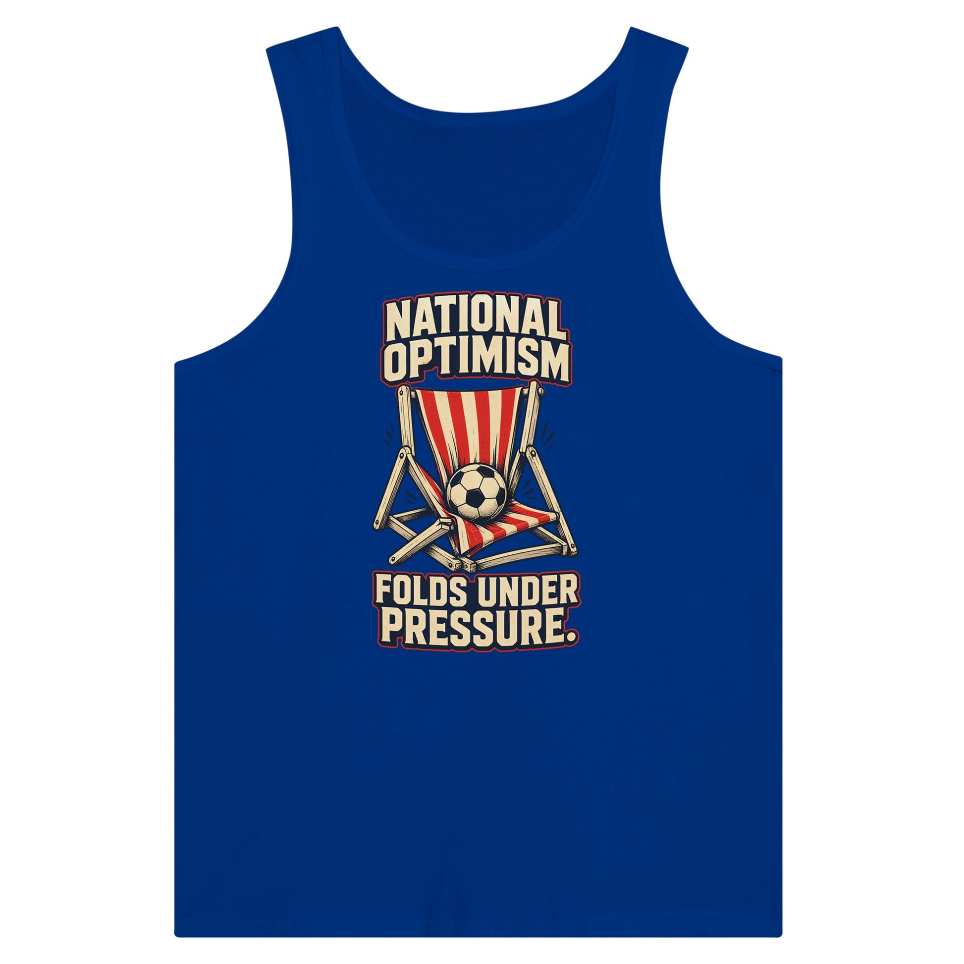 National Optimism Folds Under Pressure Football Premium Unisex Tank Top — product view 3