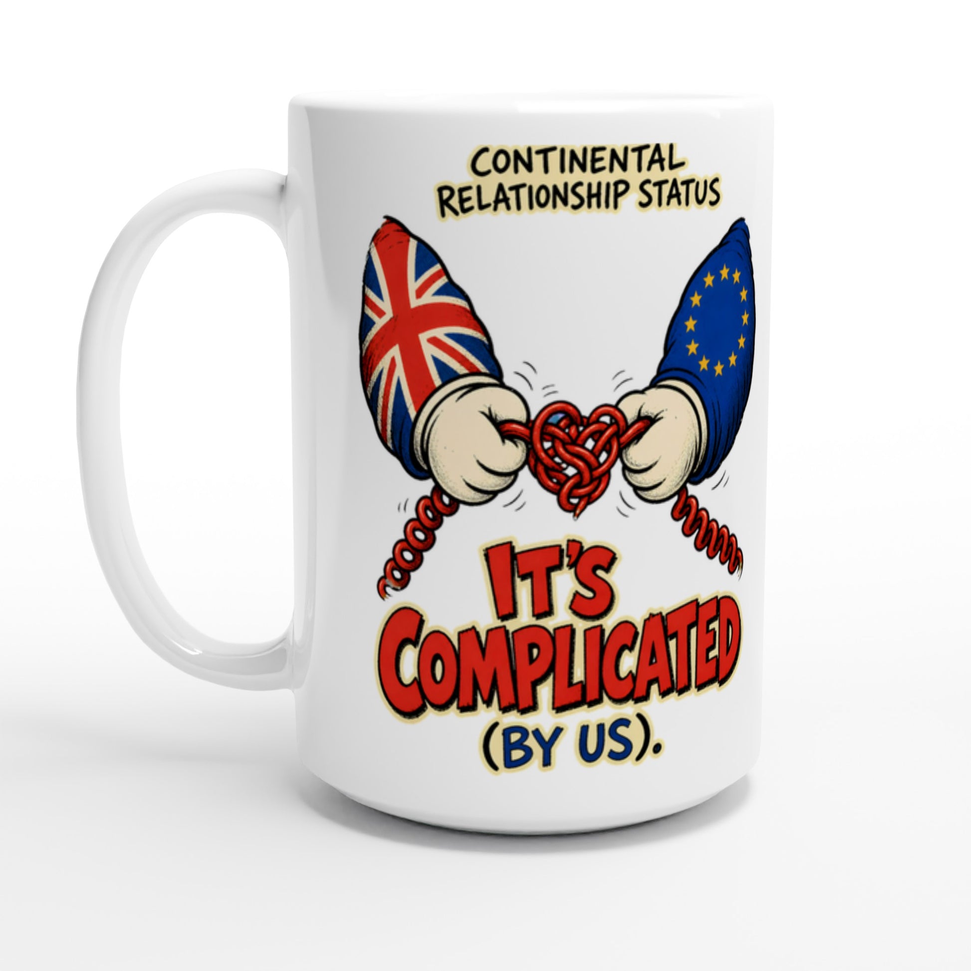 It's Complicated (By Us) UK–EU 1990s Cartoon Large Mug — product view 1