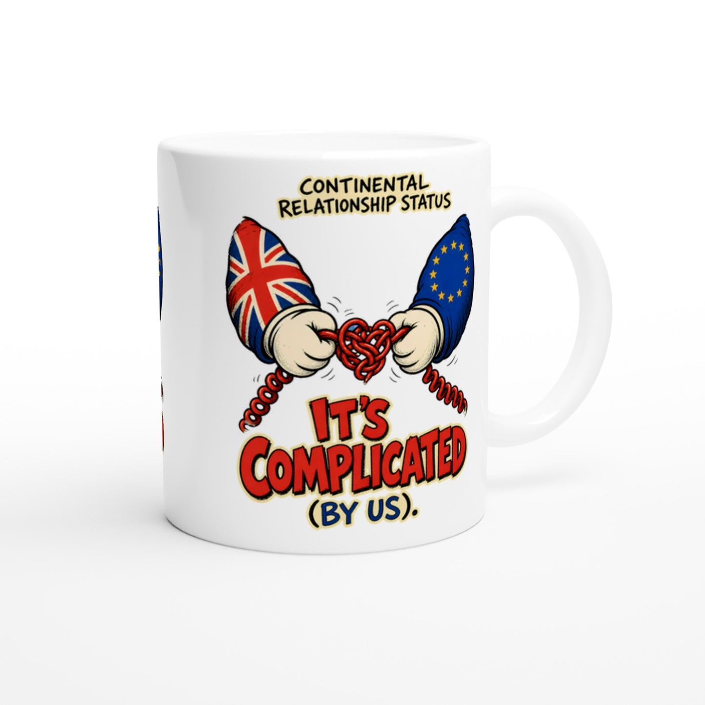It's Complicated (By Us) UK–EU 1990s Cartoon Mug — product view 2