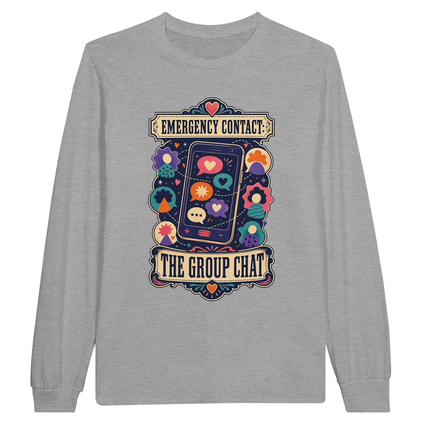 Emergency Contact — The Group Chat Long-Sleeve T-shirt — product view 6