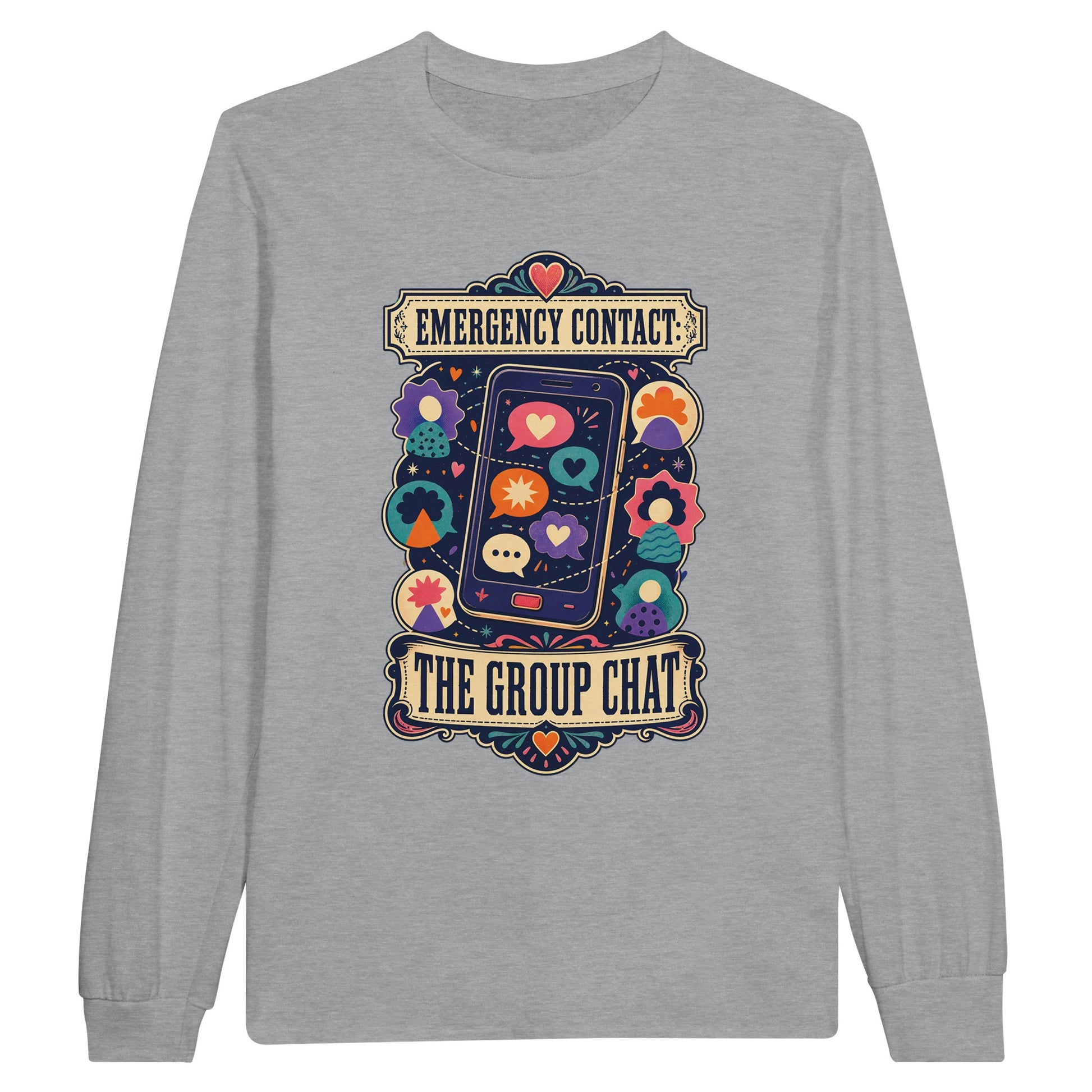 Emergency Contact — The Group Chat Long-Sleeve T-shirt — product view 6