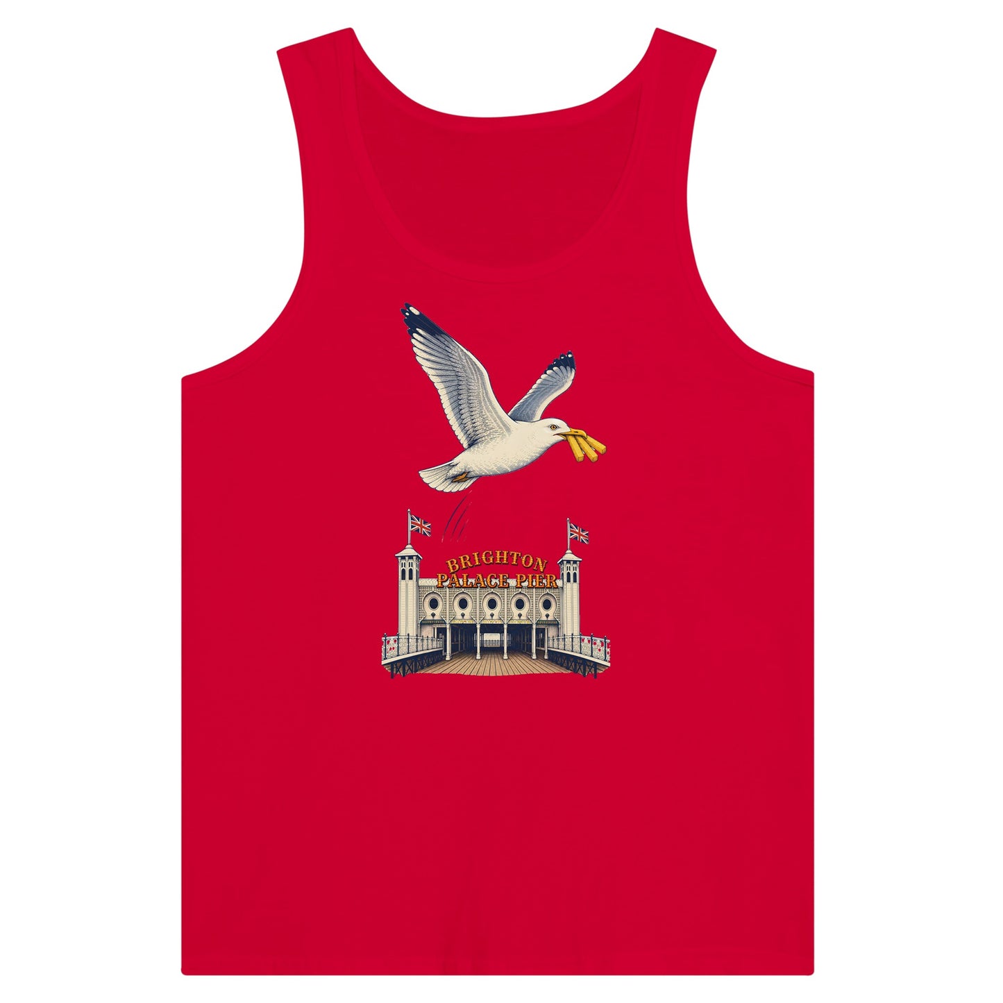 Brighton Palace Pier Chip Heist Premium Unisex Tank Top — product view 12
