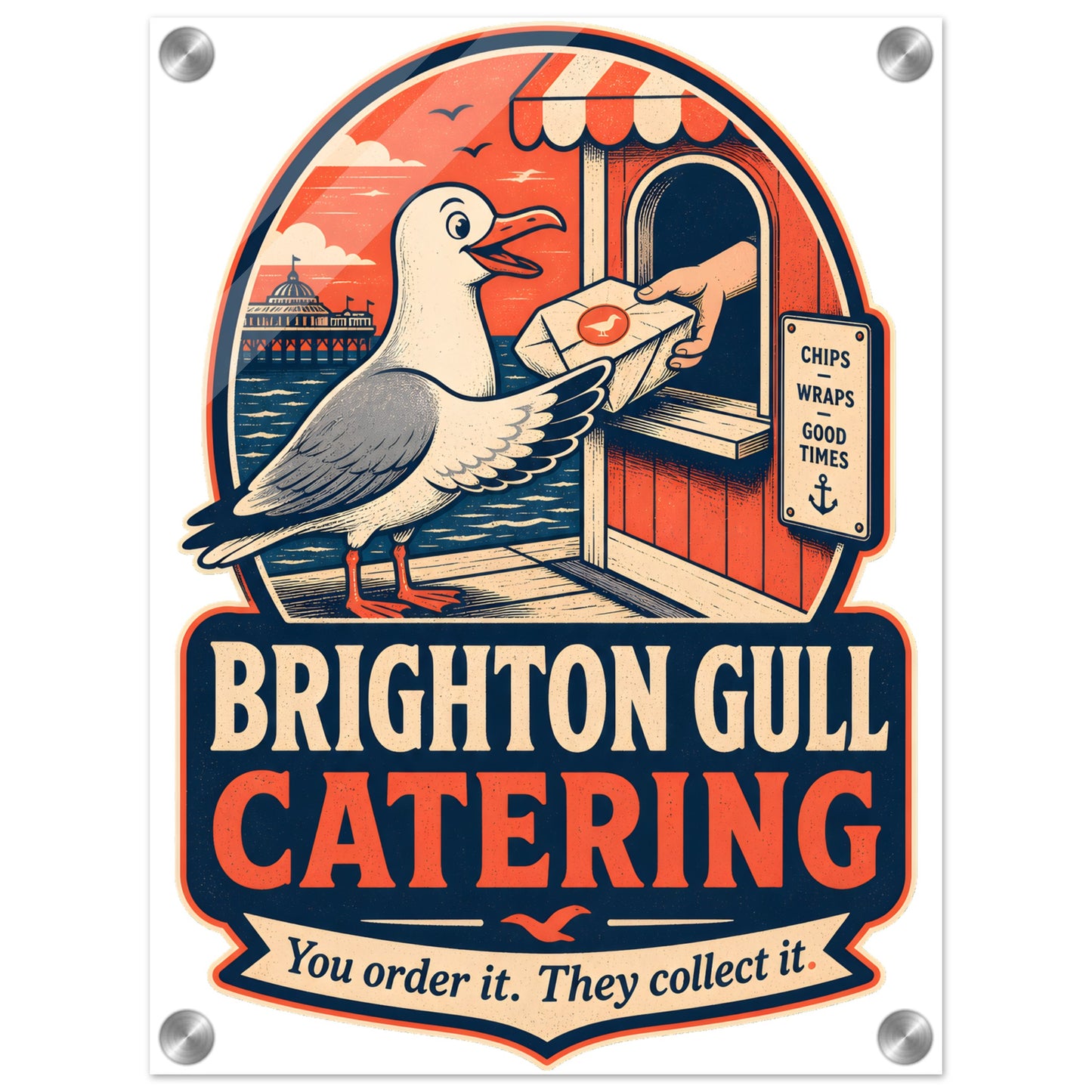 Brighton Gull Catering — Illustrated Acrylic Print — product view 1