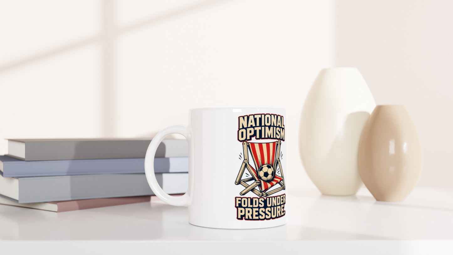 National Optimism Folds Under Pressure Football Mug — product view 5
