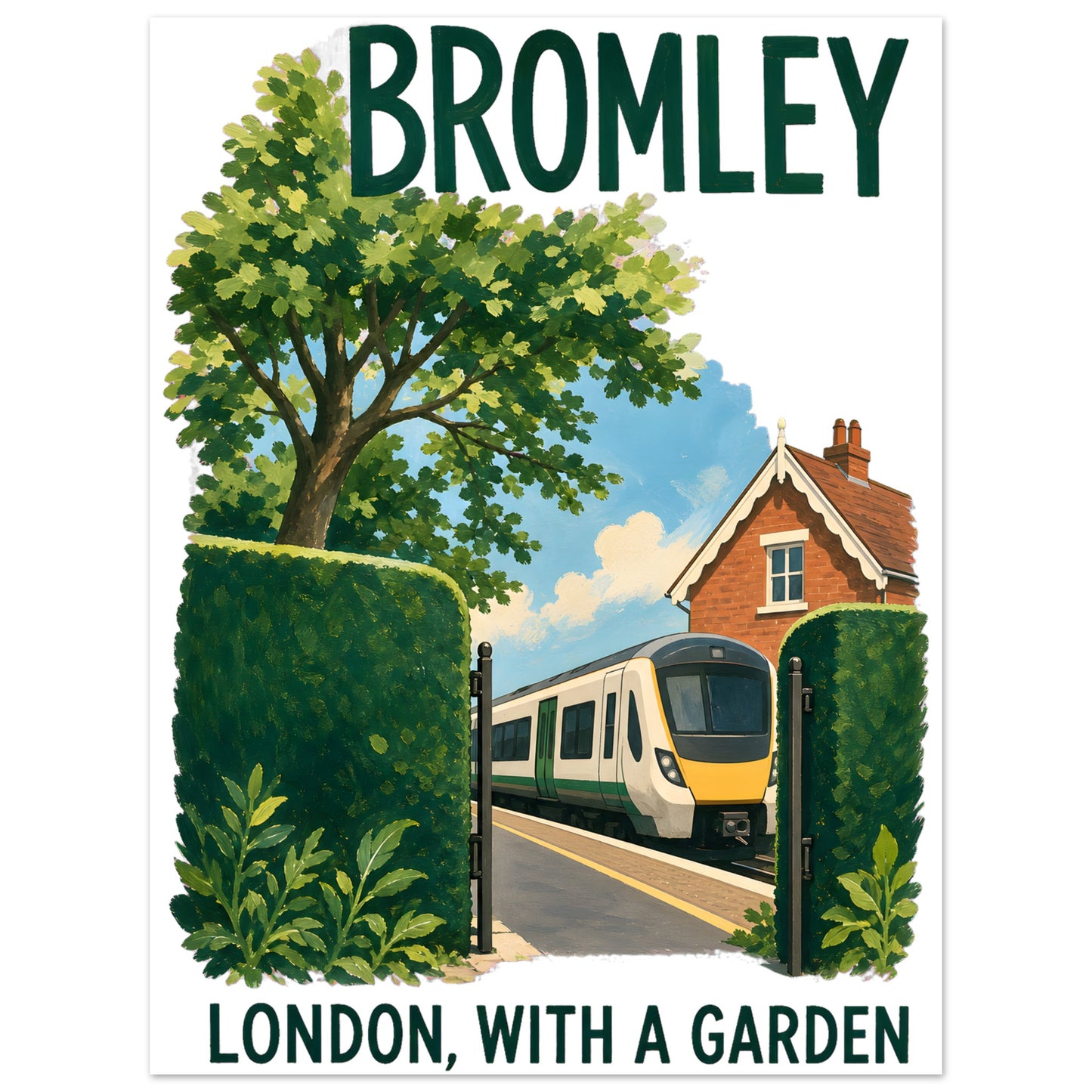 Bromley: London with a Garden Aluminium Print — product view 1