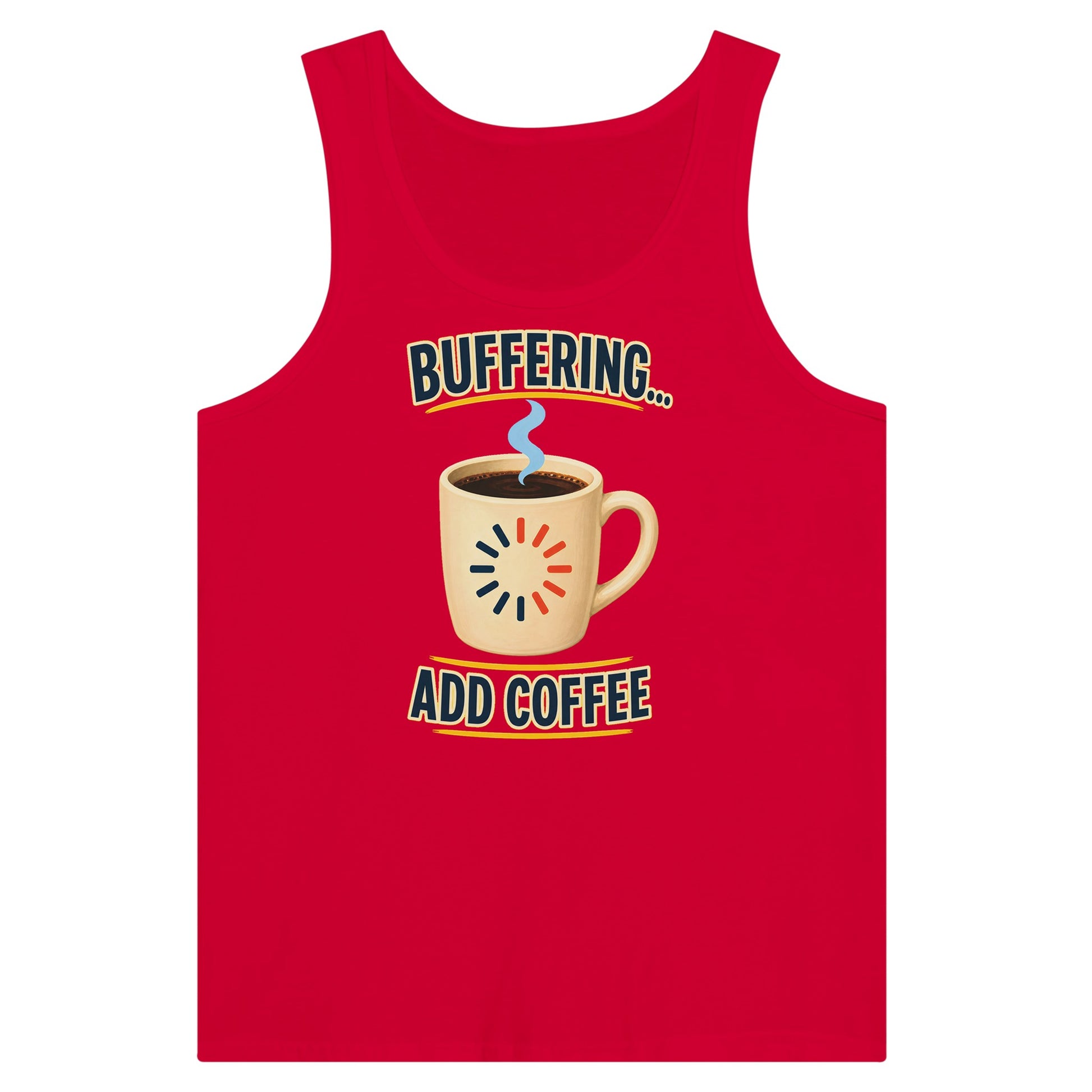 Buffering... Add Coffee — Outlined Loading Mug Graphic Premium Unisex Tank Top — product view 12