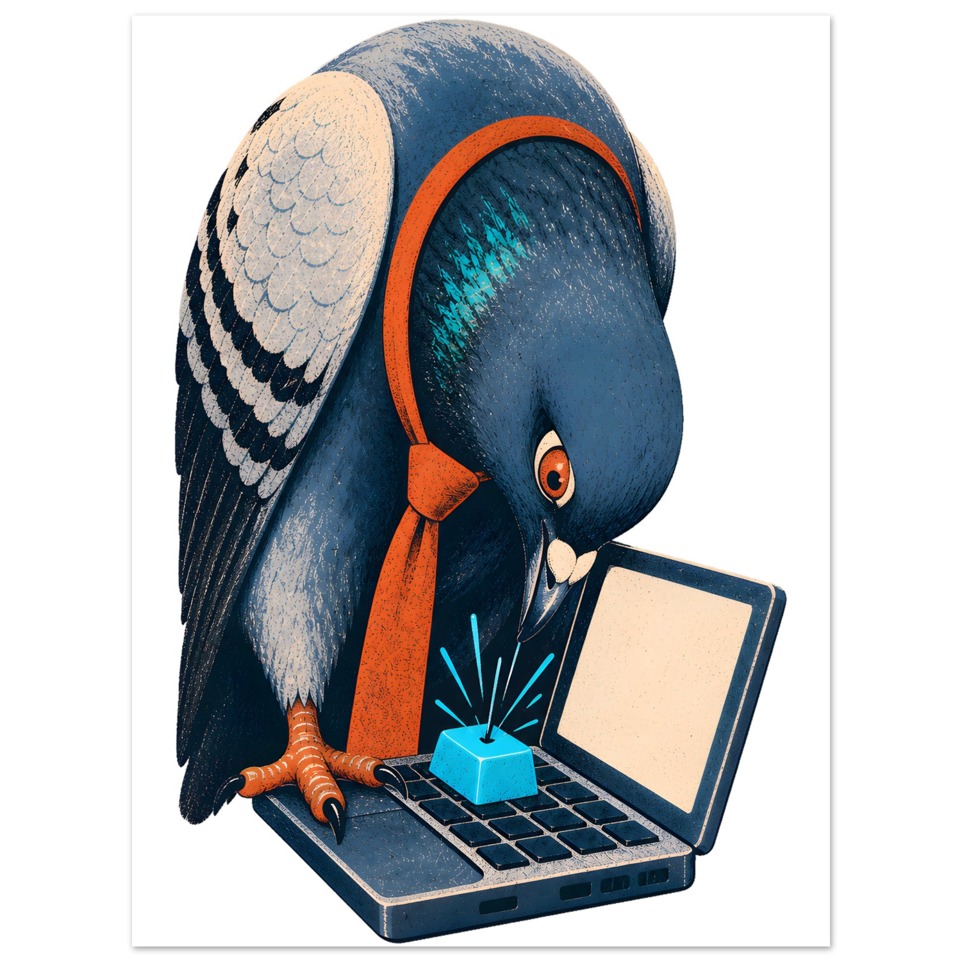 Pigeon Hits Send Aluminium Print — product view 1