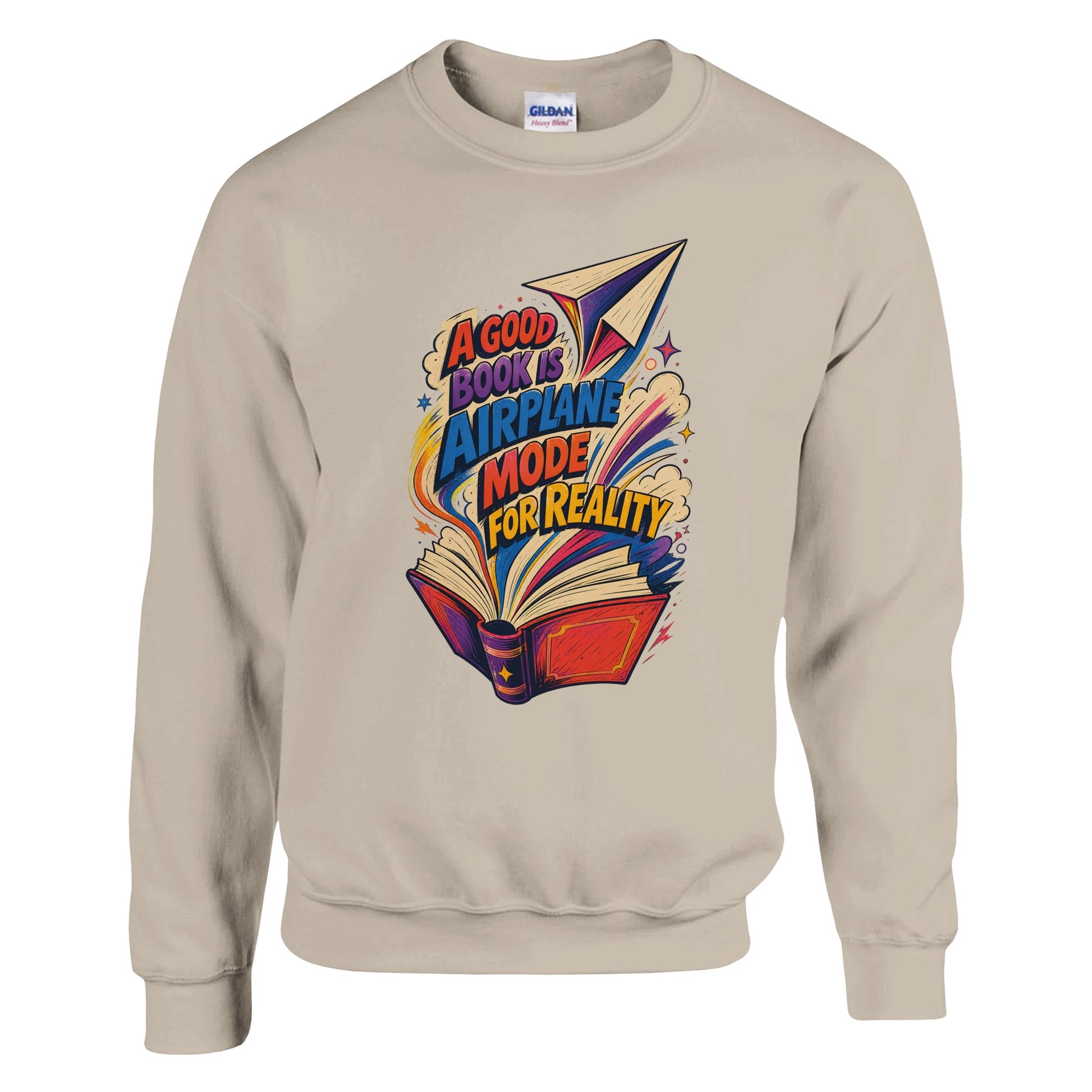 A Good Book Is Airplane Mode for Reality Sweatshirt — product view 14
