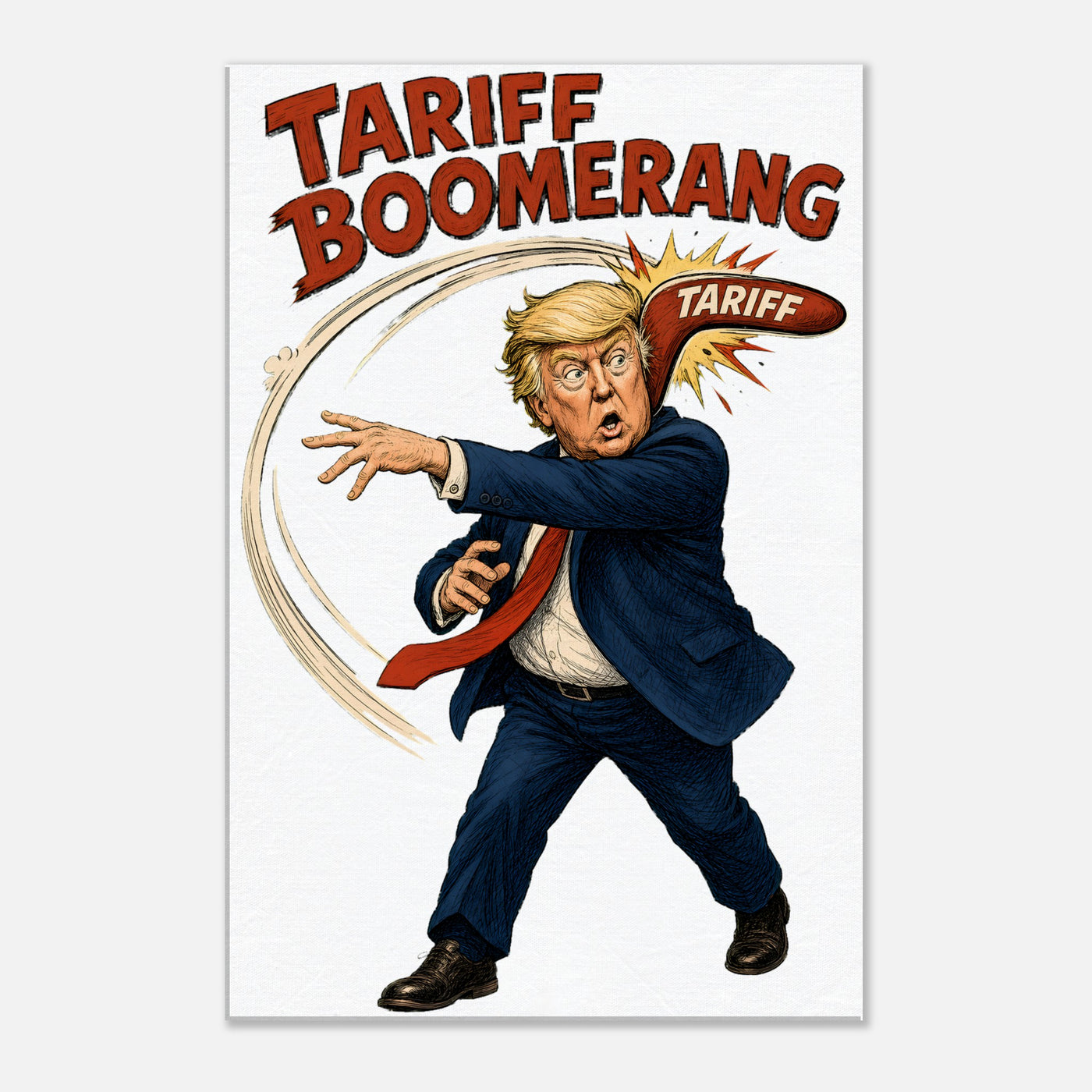 Tariff Boomerang – Trump Political Satire Canvas