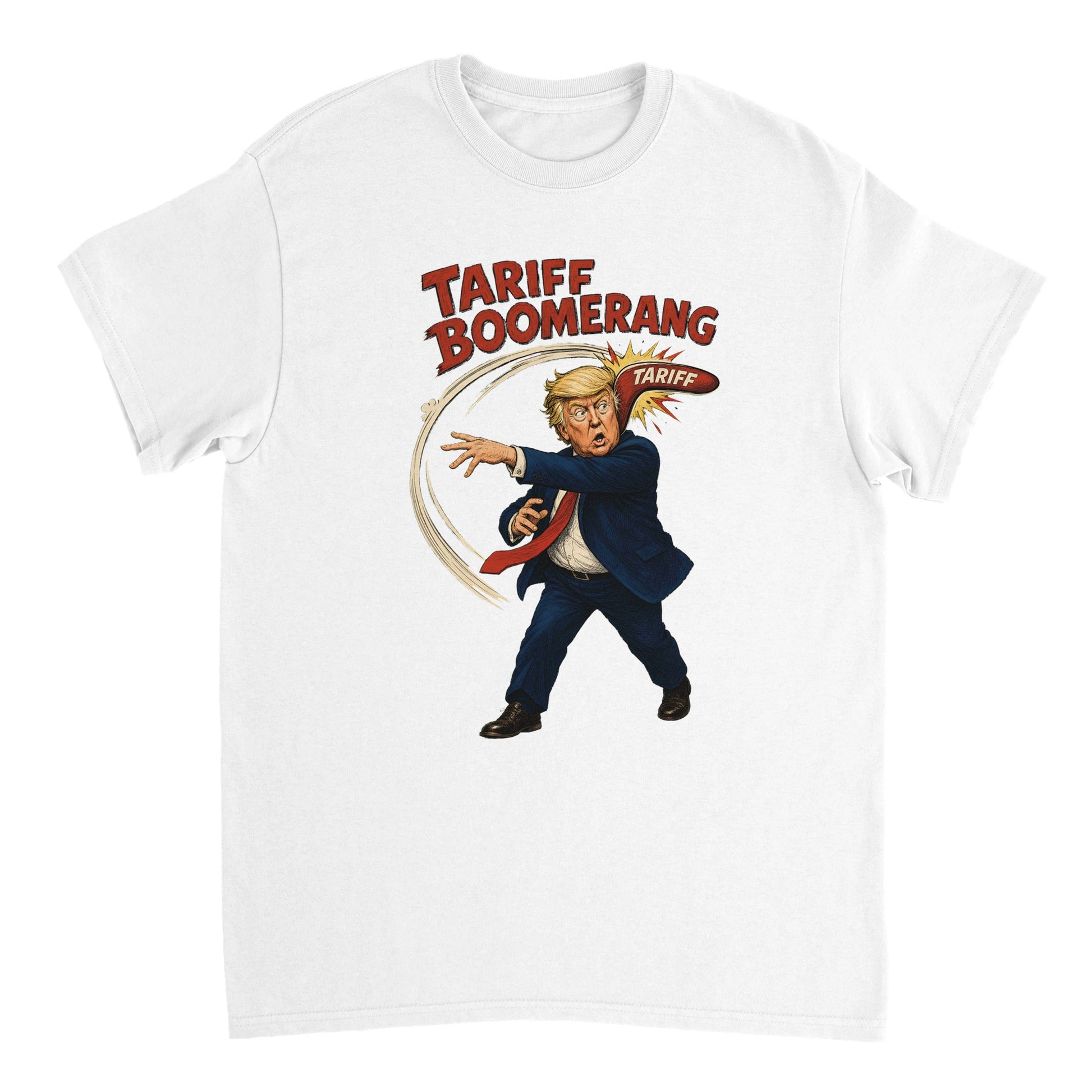 Tariff Boomerang – Trump Political Satire T-shirt — product view 17