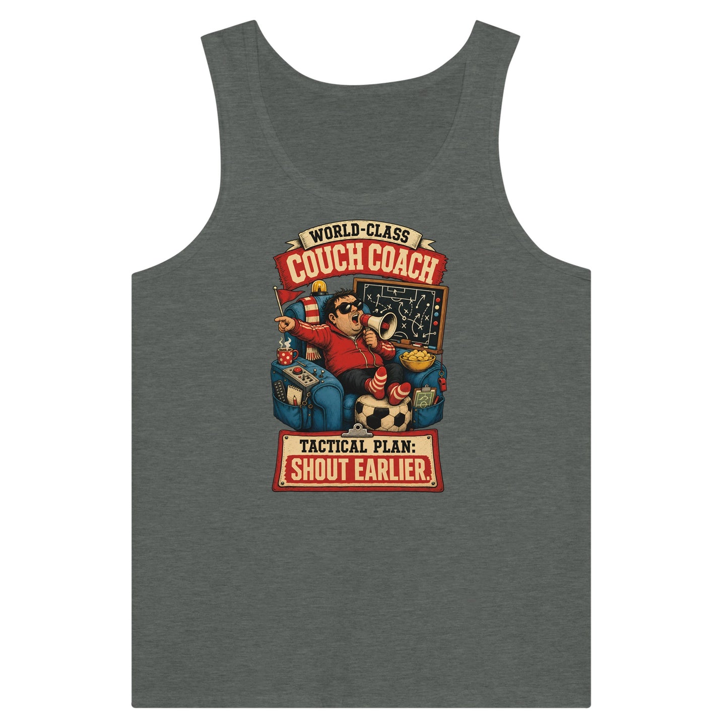 World-Class Couch Coach Premium Unisex Tank Top — product view 4