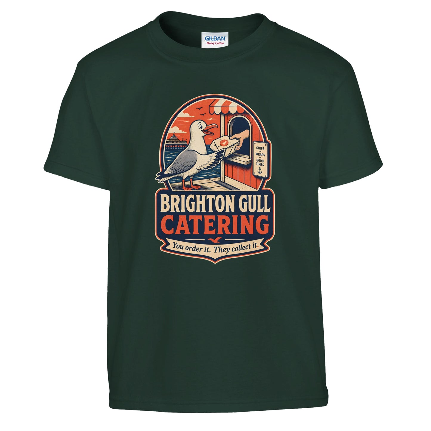 Brighton Gull Catering — Illustrated Kids' T-shirt — product view 13