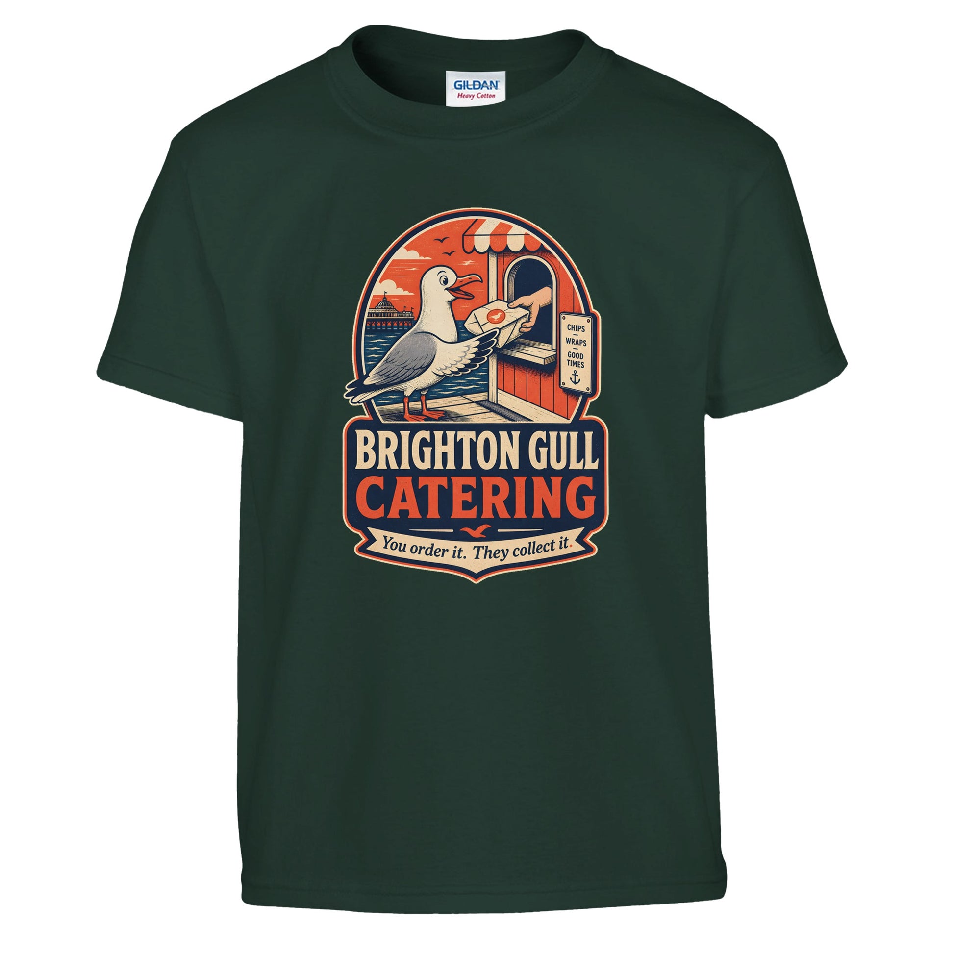 Brighton Gull Catering — Illustrated Kids' T-shirt — product view 13