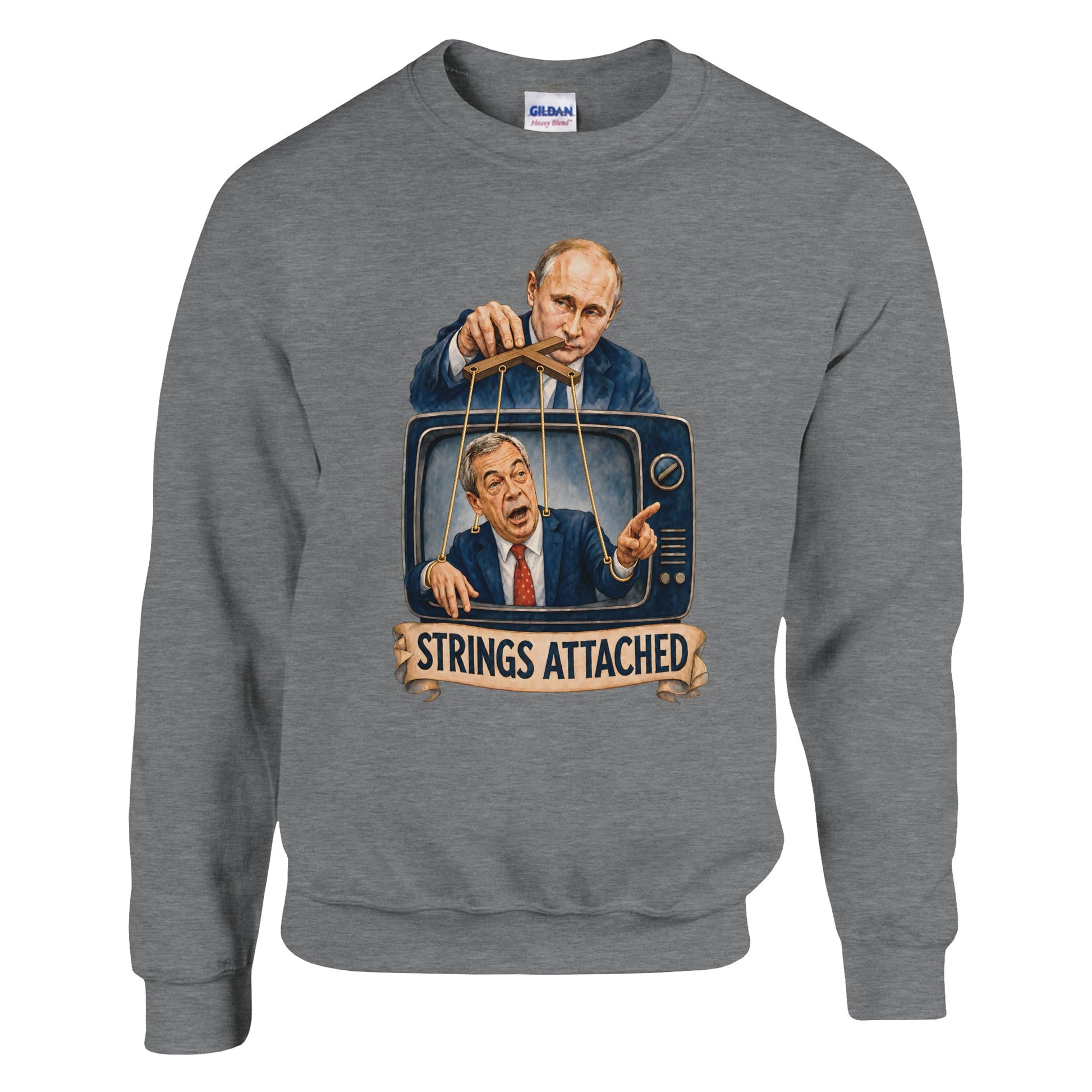 Strings Attached Political Satire Sweatshirt — product view 16