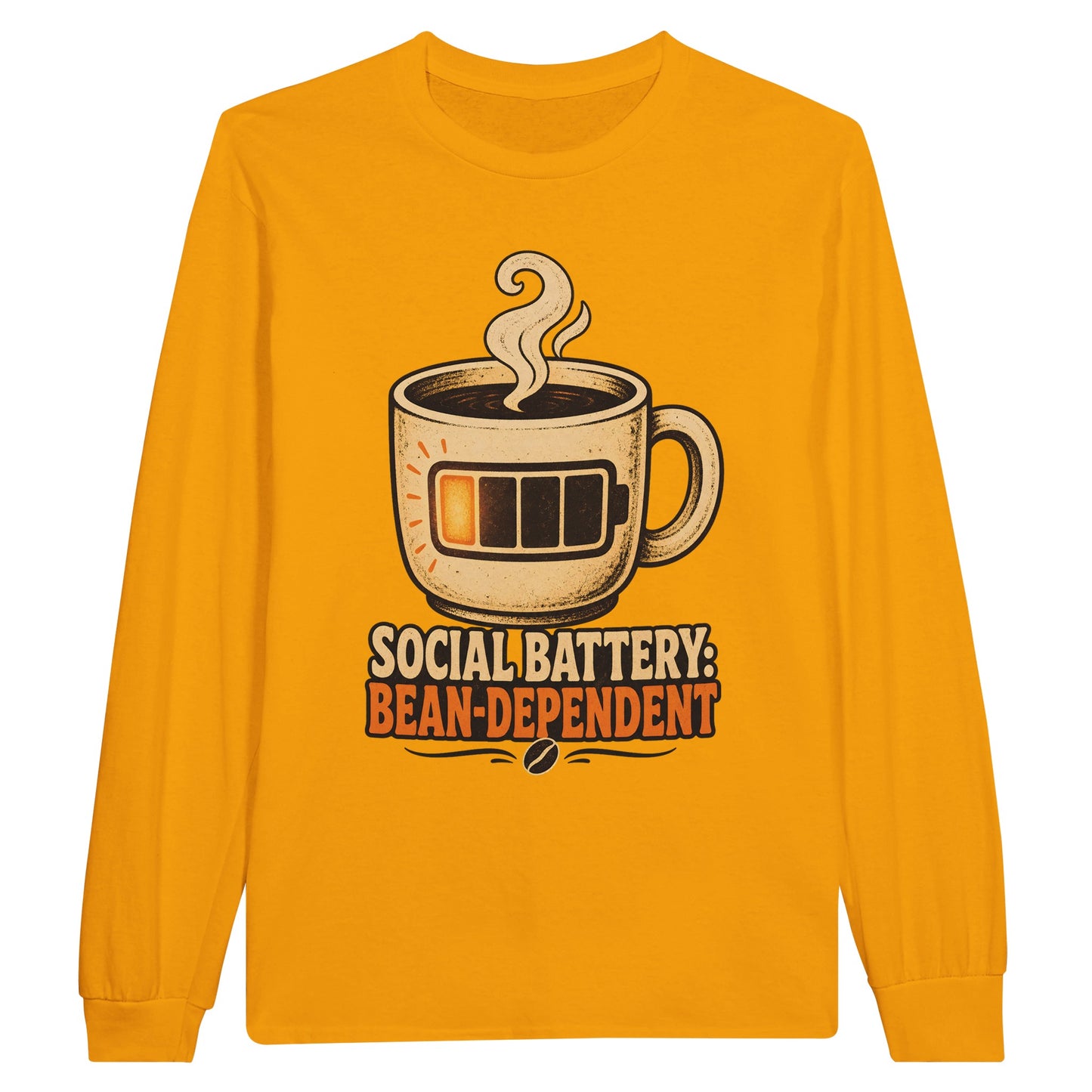 Social Battery: Bean-Dependent Graphic Long-Sleeve T-shirt — product view 4