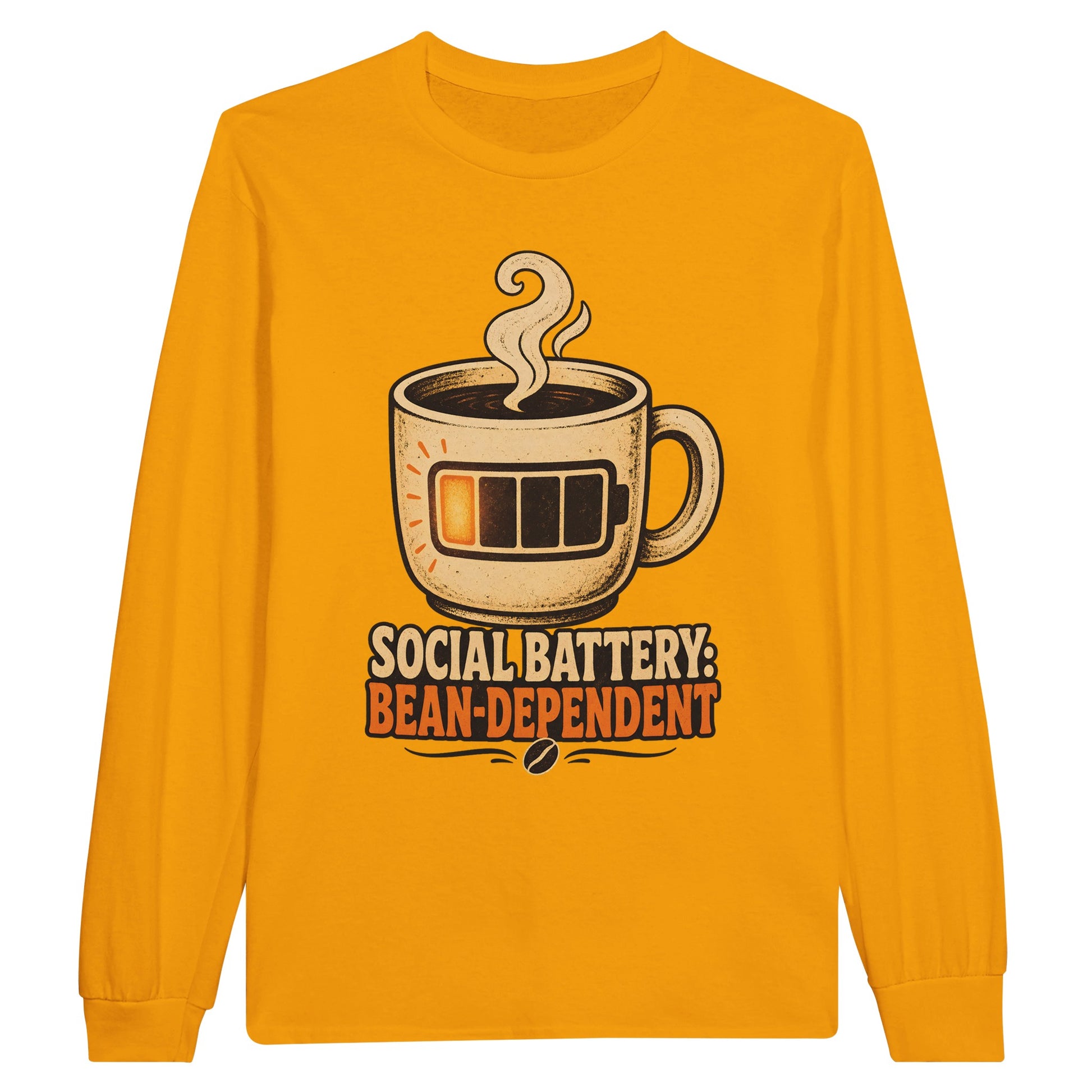 Social Battery: Bean-Dependent Graphic Long-Sleeve T-shirt — product view 4