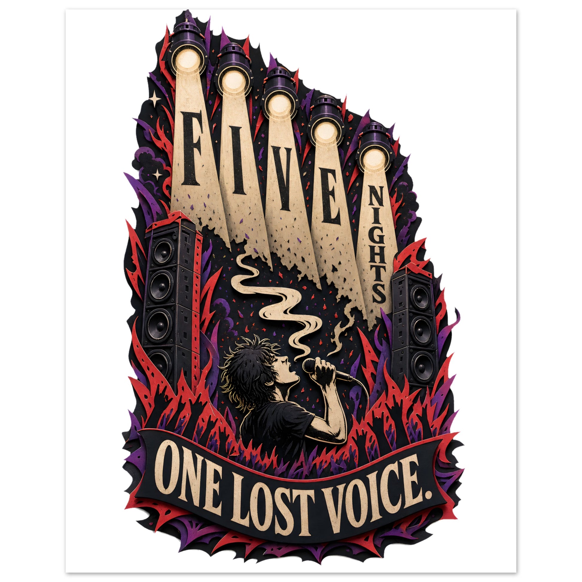 Five Nights, One Lost Voice Aluminium Print — product view 2