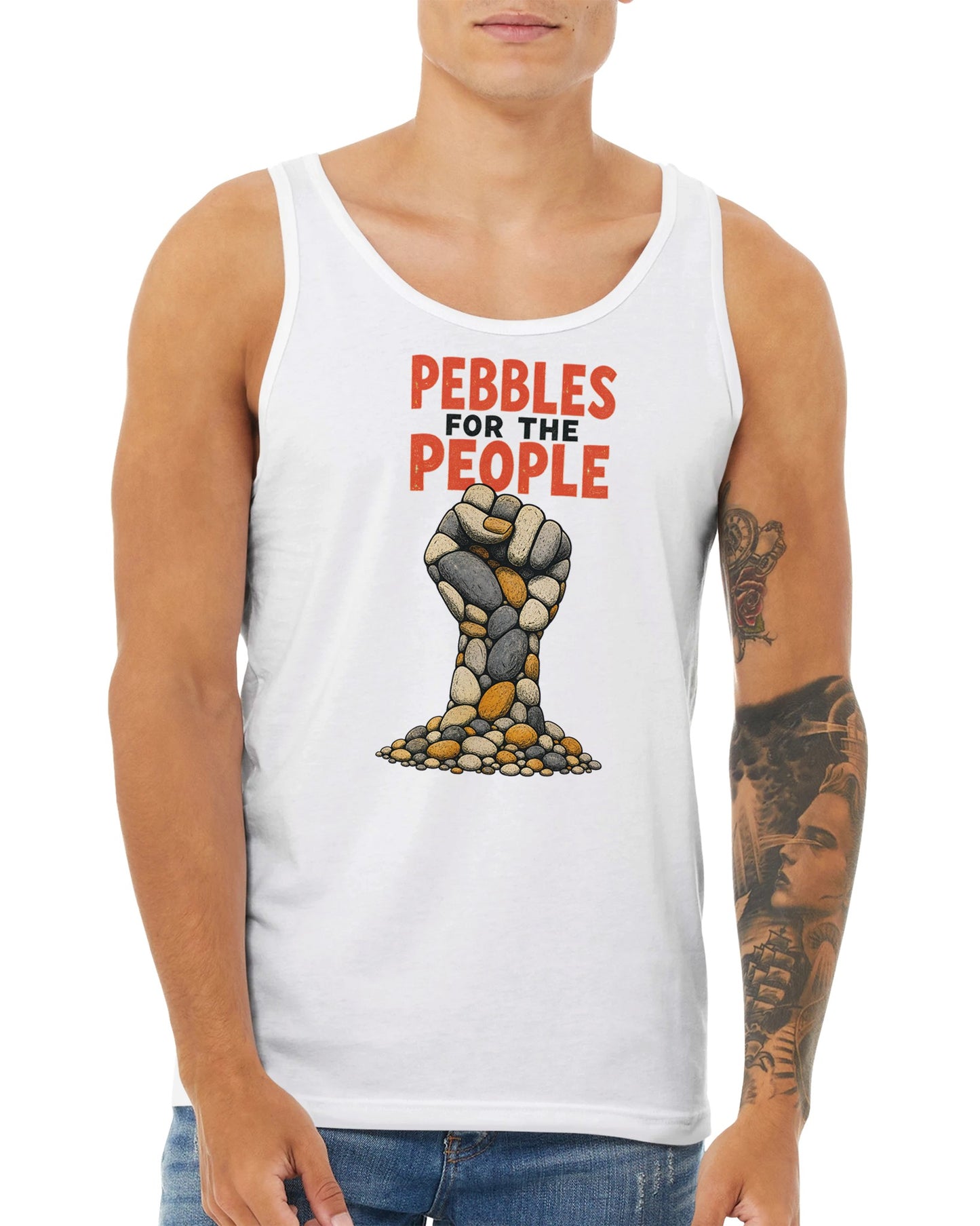 Pebbles for the People Graphic Premium Unisex Tank Top — product view 15