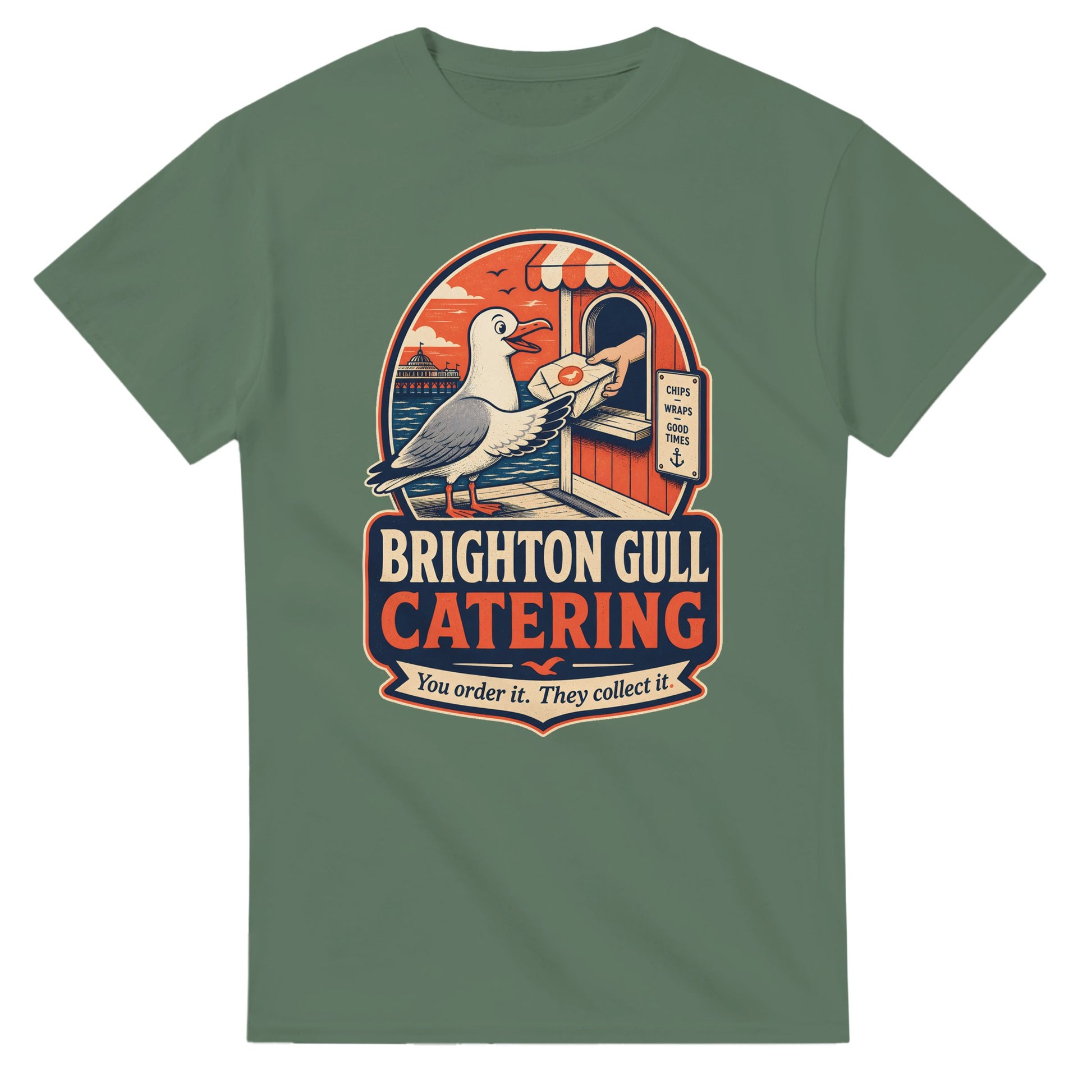 Brighton Gull Catering T-shirt — Illustrated — product view 13