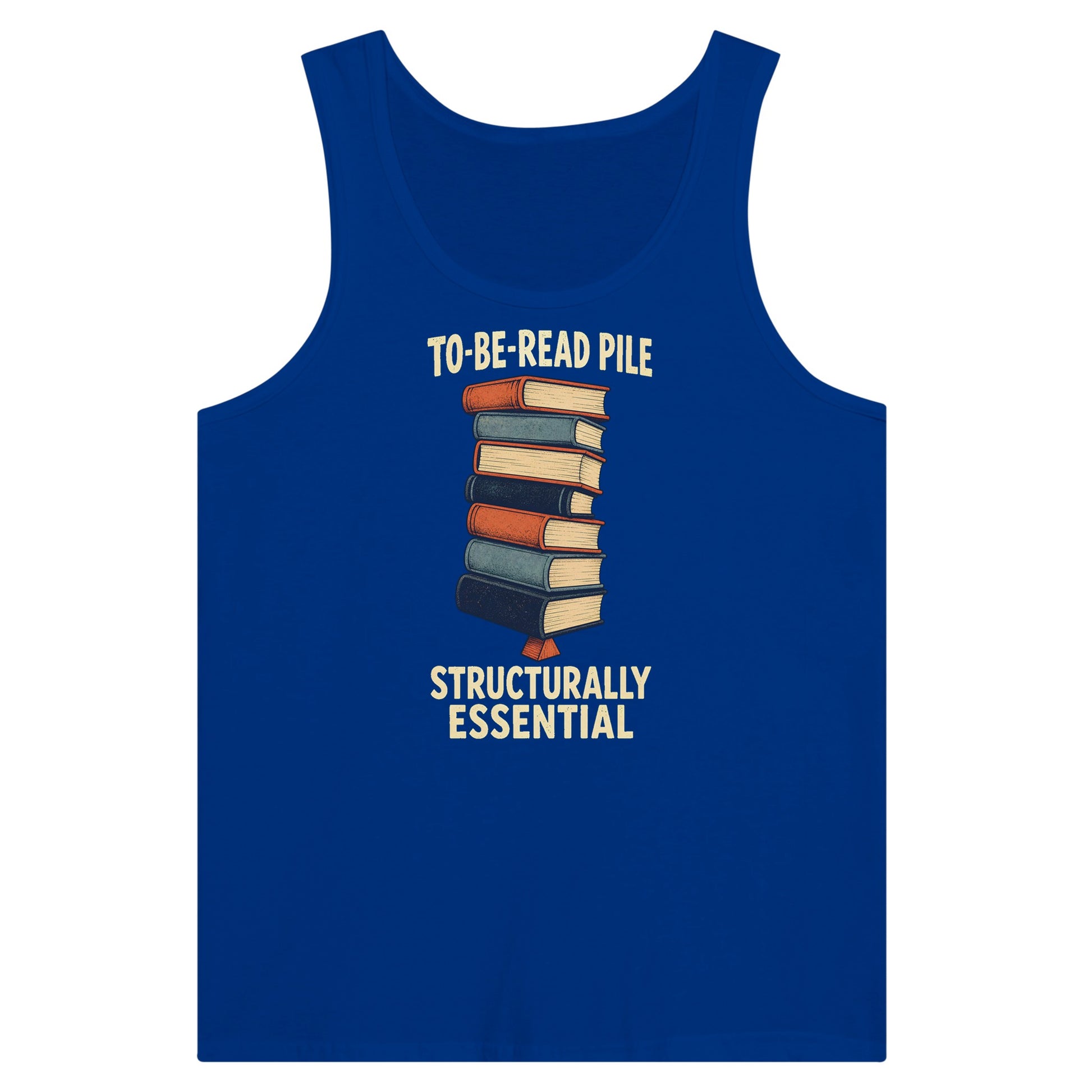 To-Be-Read Pile: Structurally Essential Book Graphic Premium Unisex Tank Top — product view 3
