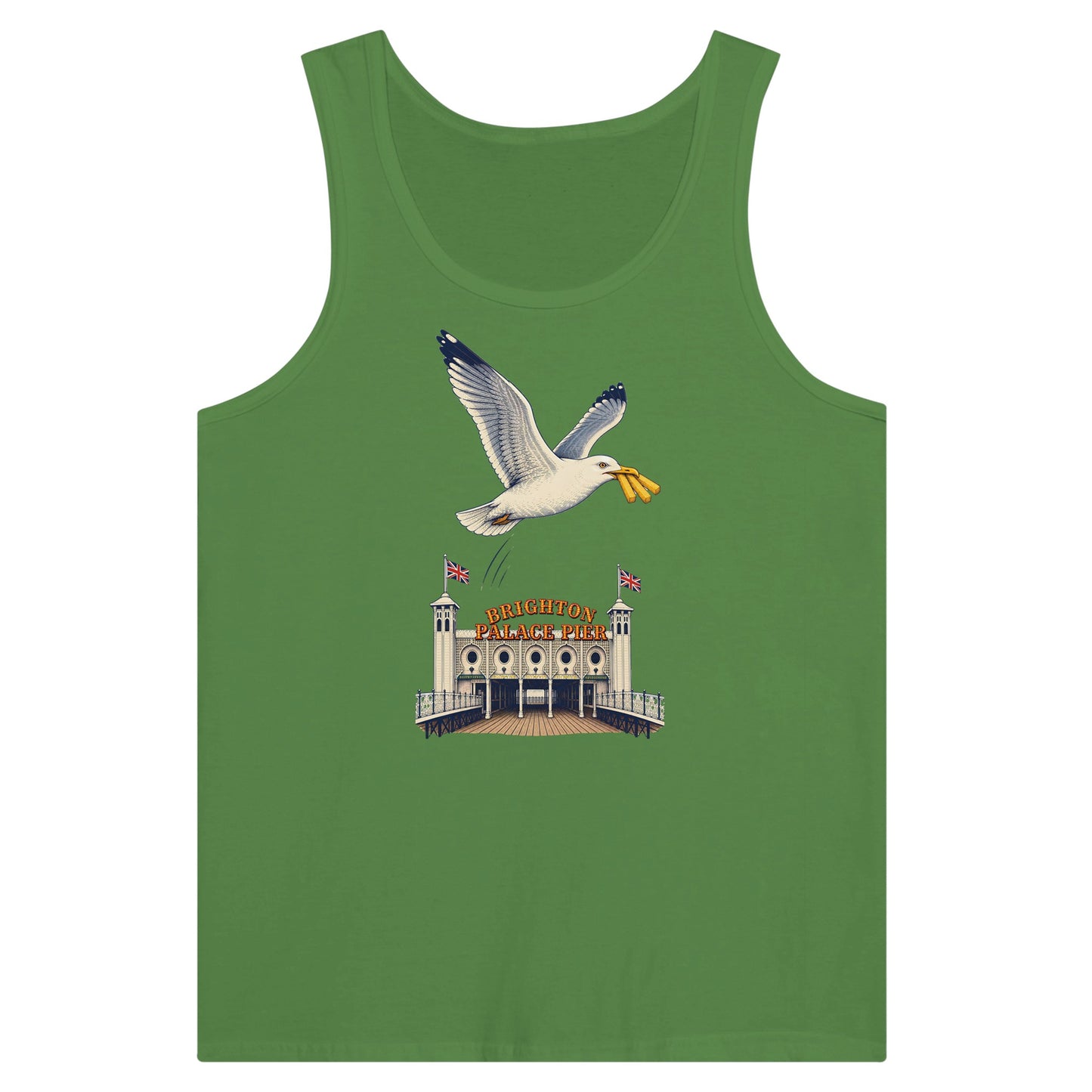 Brighton Palace Pier Chip Heist Premium Unisex Tank Top — product view 13