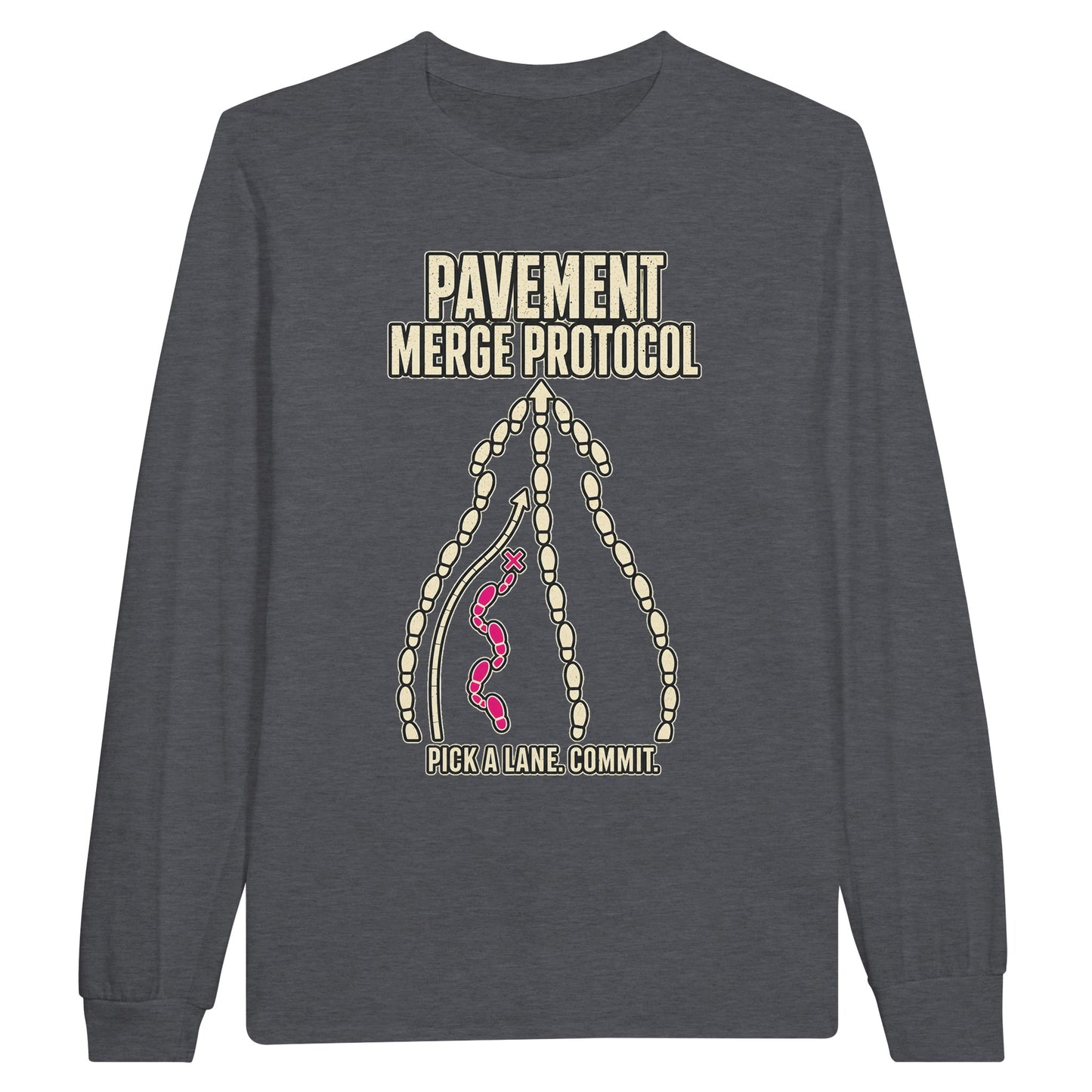 Pavement Merge Protocol — Pick a Lane Long-Sleeve T-shirt — product view 2
