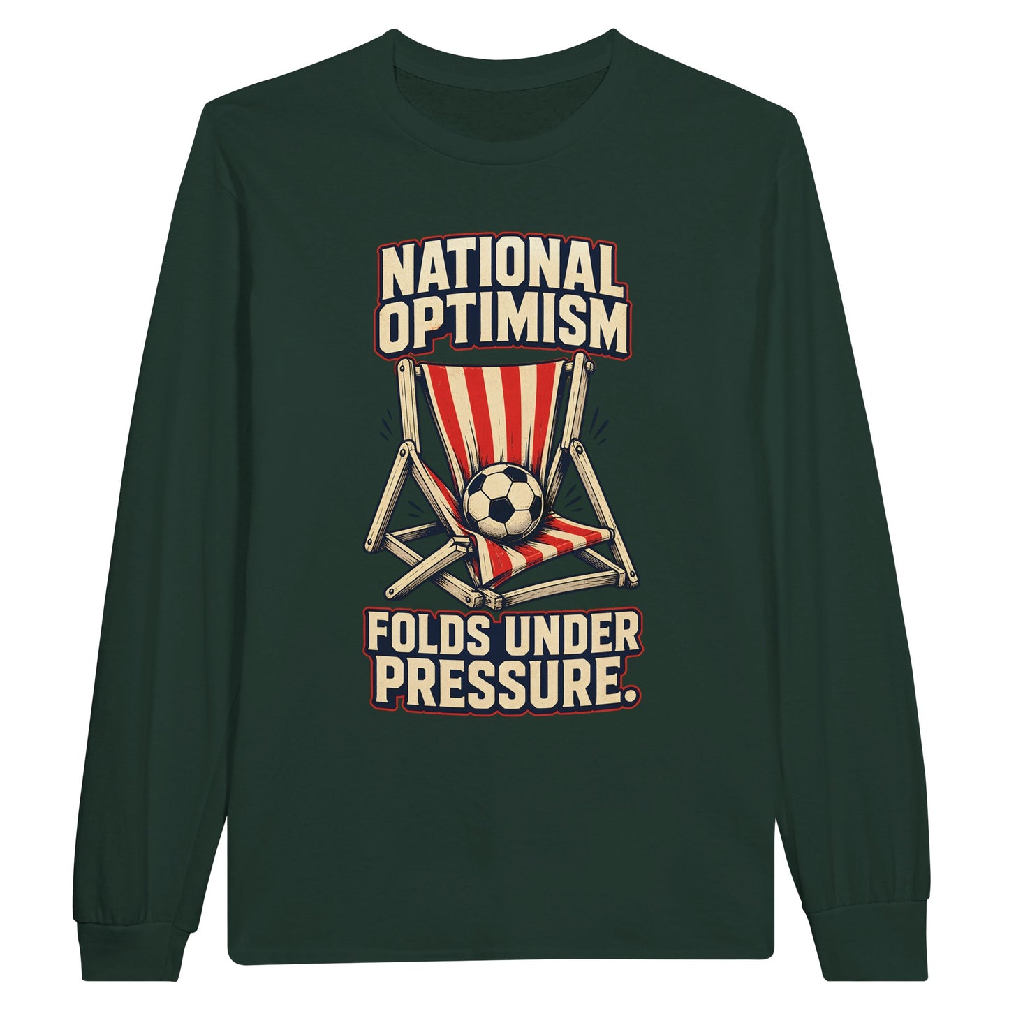 National Optimism Folds Under Pressure Football Long-Sleeve T-shirt — product view 5