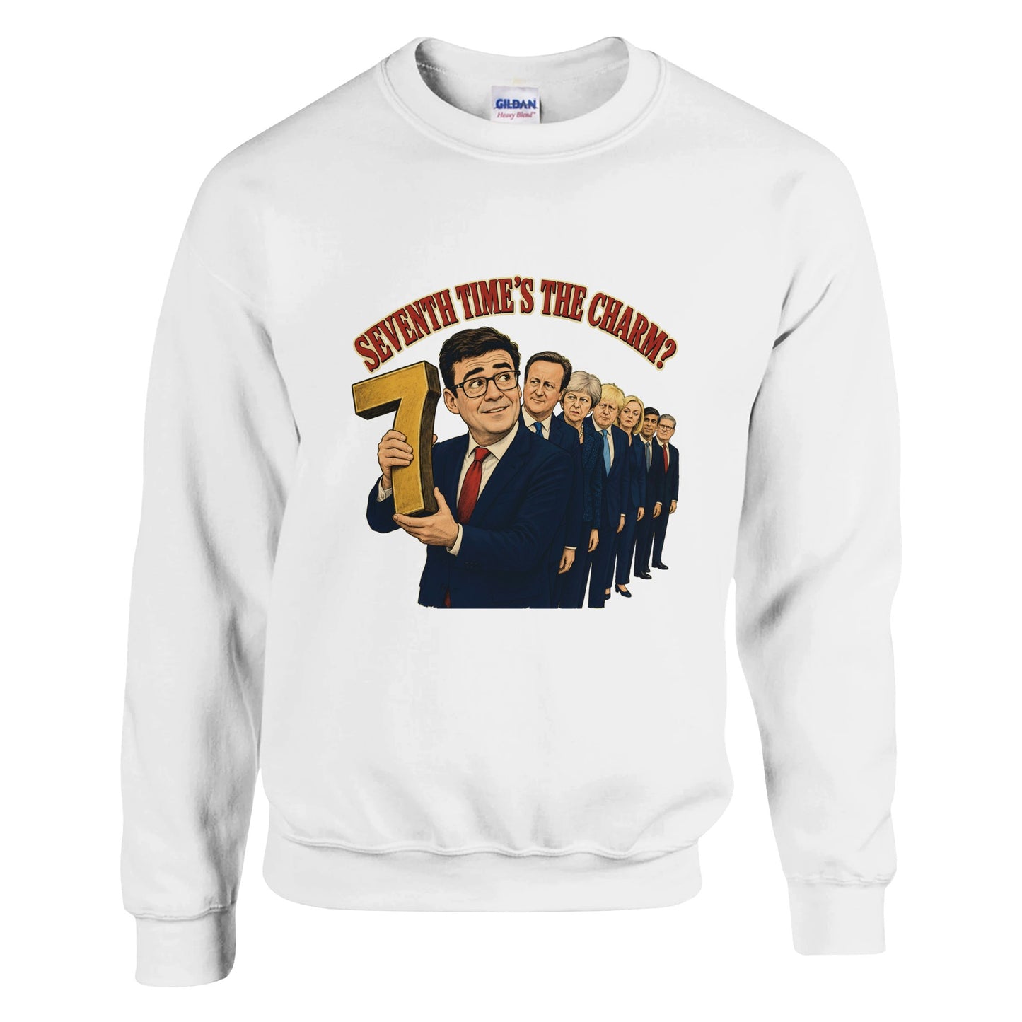 Seventh Time’s the Charm? UK Prime Minister Caricature Sweatshirt — product view 1