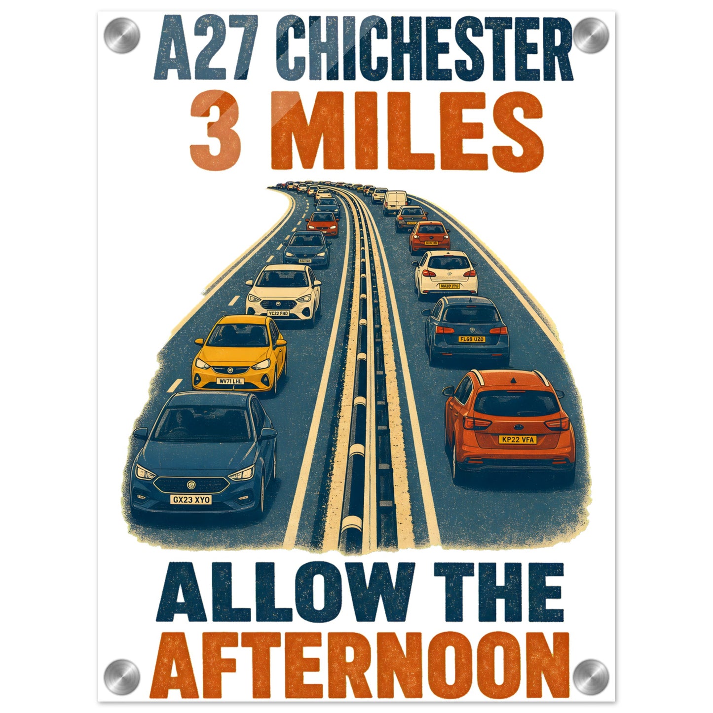 A27 Chichester – 3 Miles, Allow the Afternoon Acrylic Print — product view 1