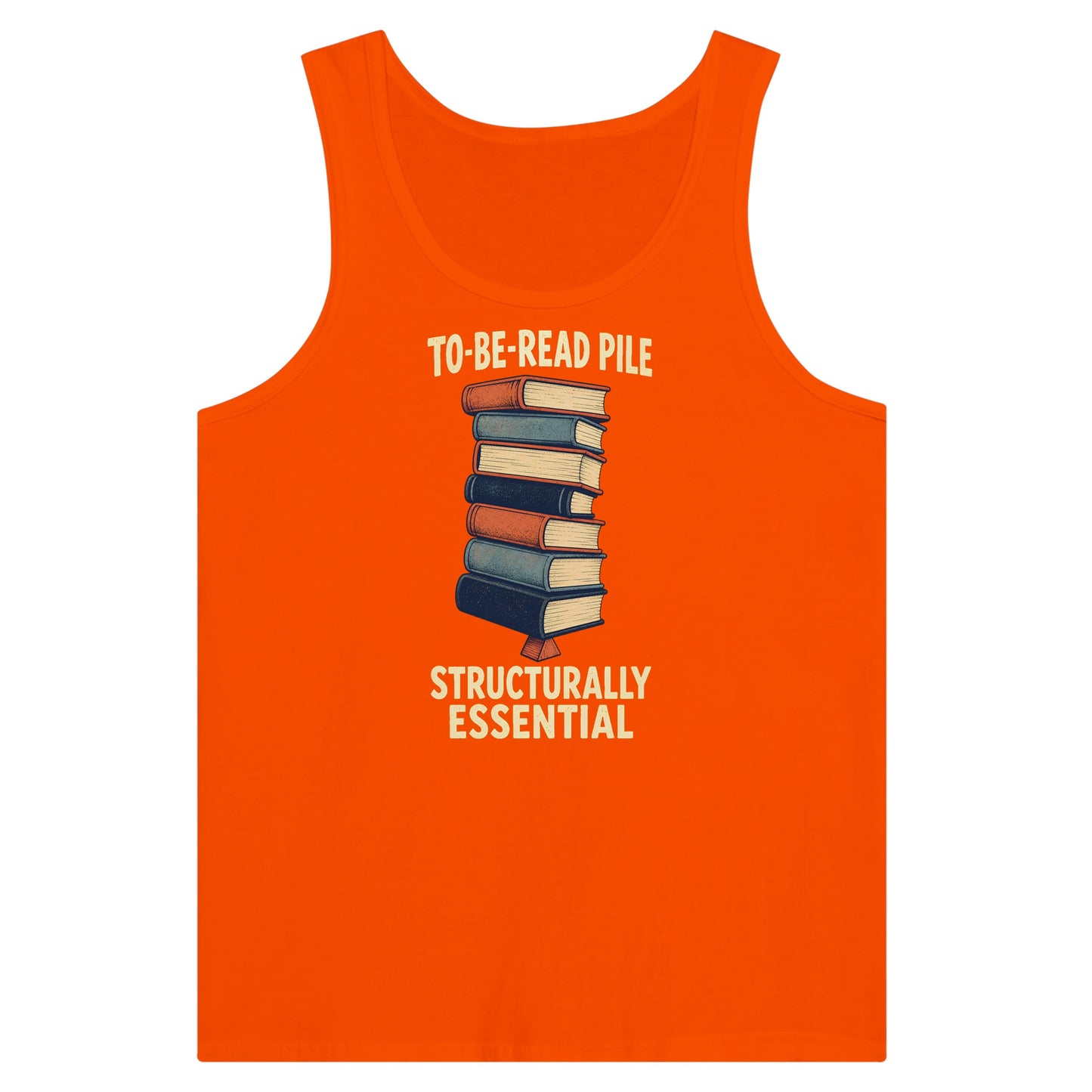 To-Be-Read Pile: Structurally Essential Book Graphic Premium Unisex Tank Top — product view 7