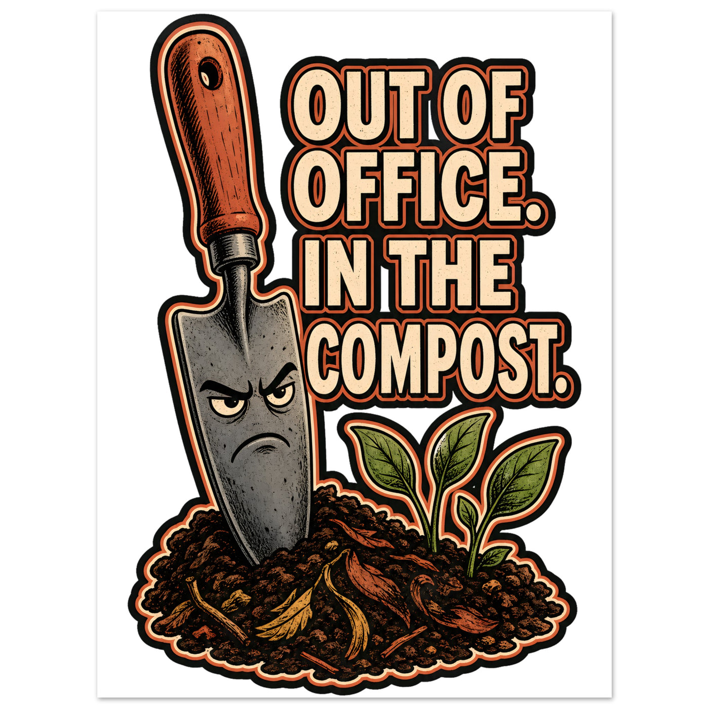 Out of Office, In the Compost Aluminium Print