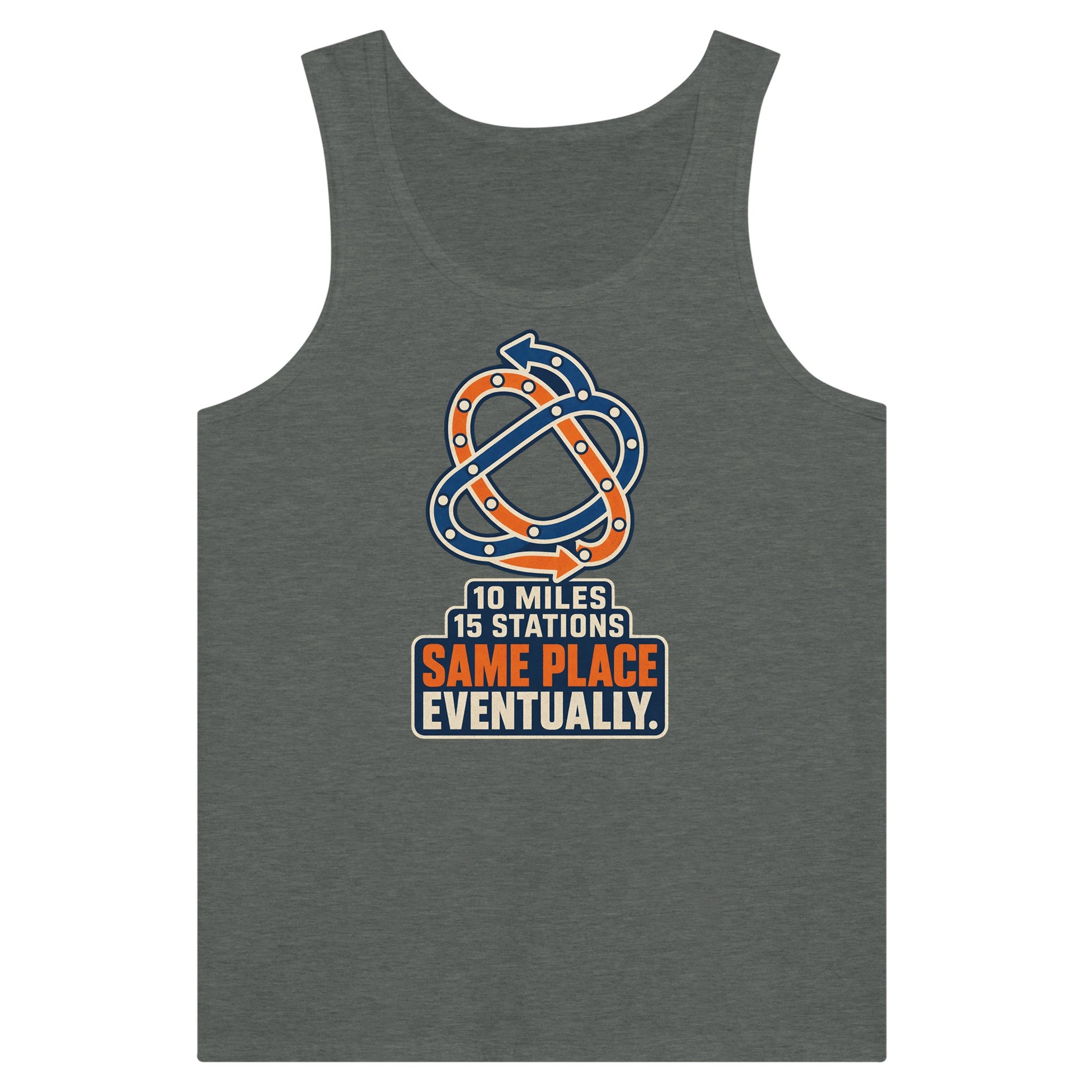 Glasgow Same Place Eventually Premium Unisex Tank Top — product view 4