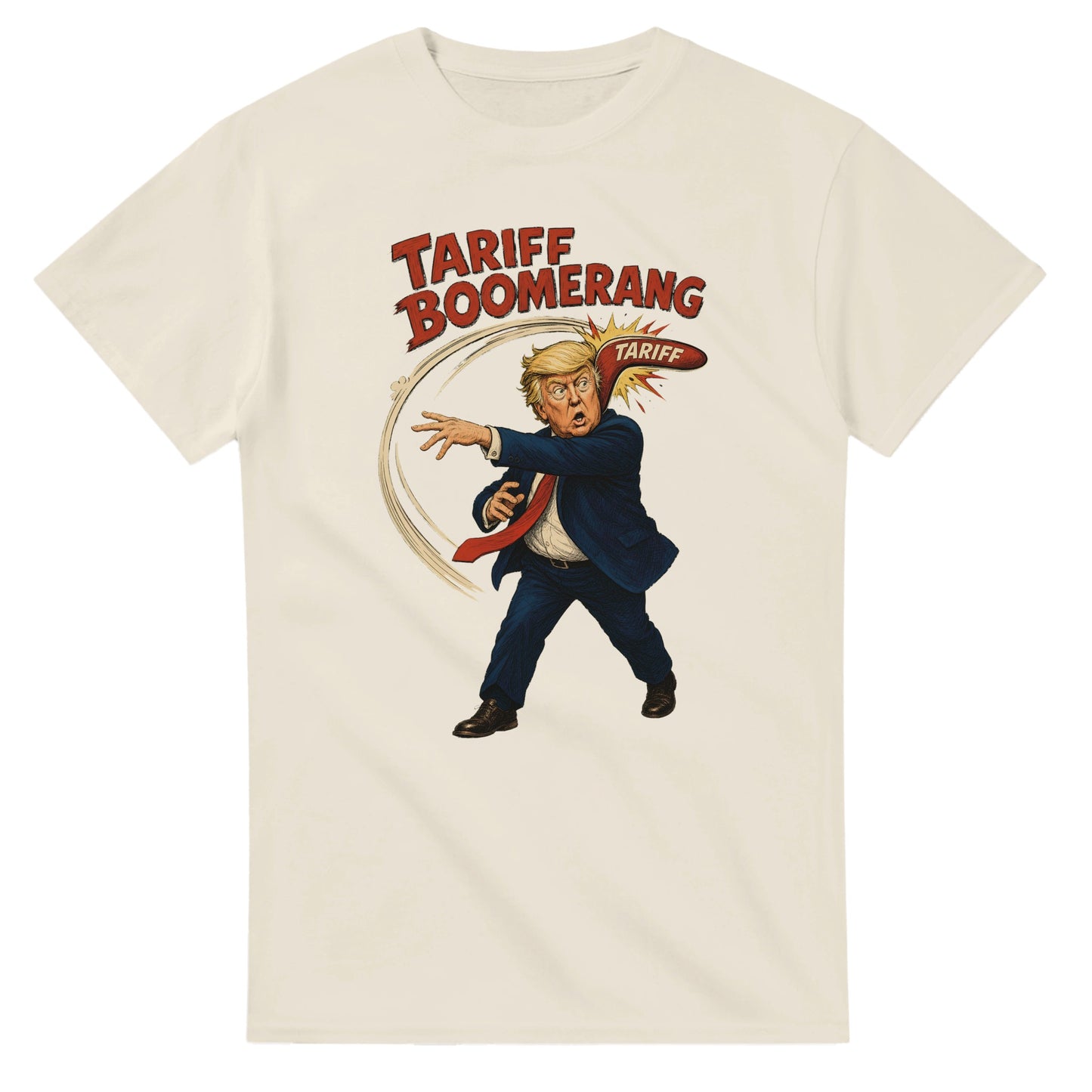 Tariff Boomerang – Trump Political Satire T-shirt — product view 8