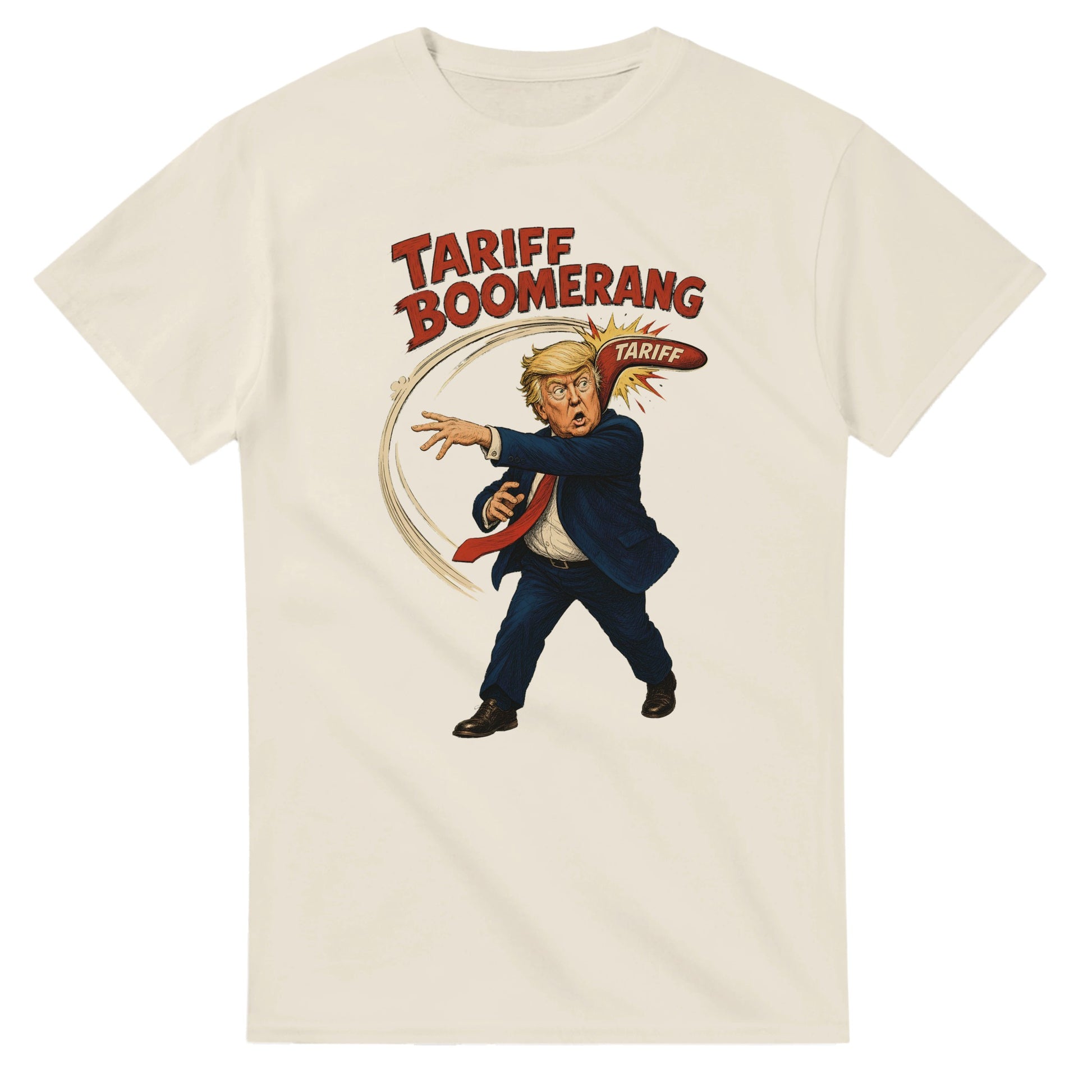 Tariff Boomerang – Trump Political Satire T-shirt — product view 8