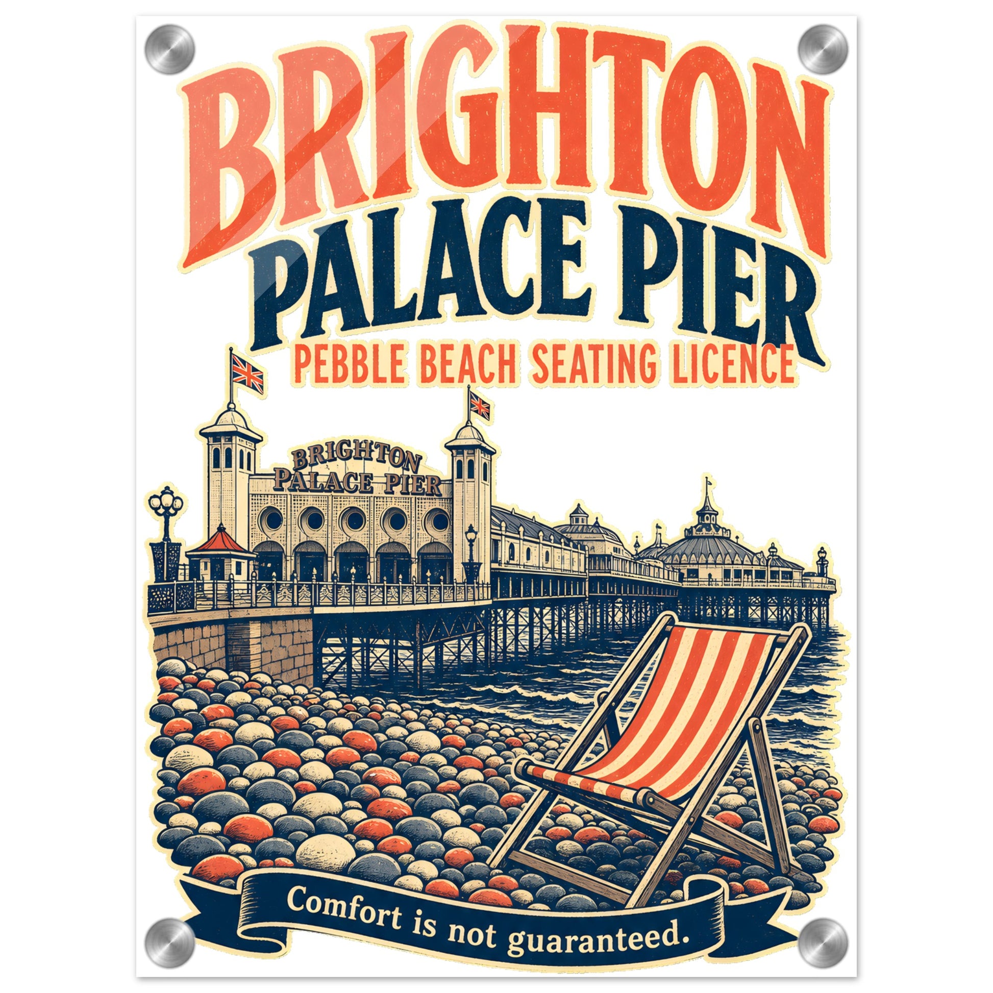 Brighton Pebble Beach Seating Licence Acrylic Print — product view 3