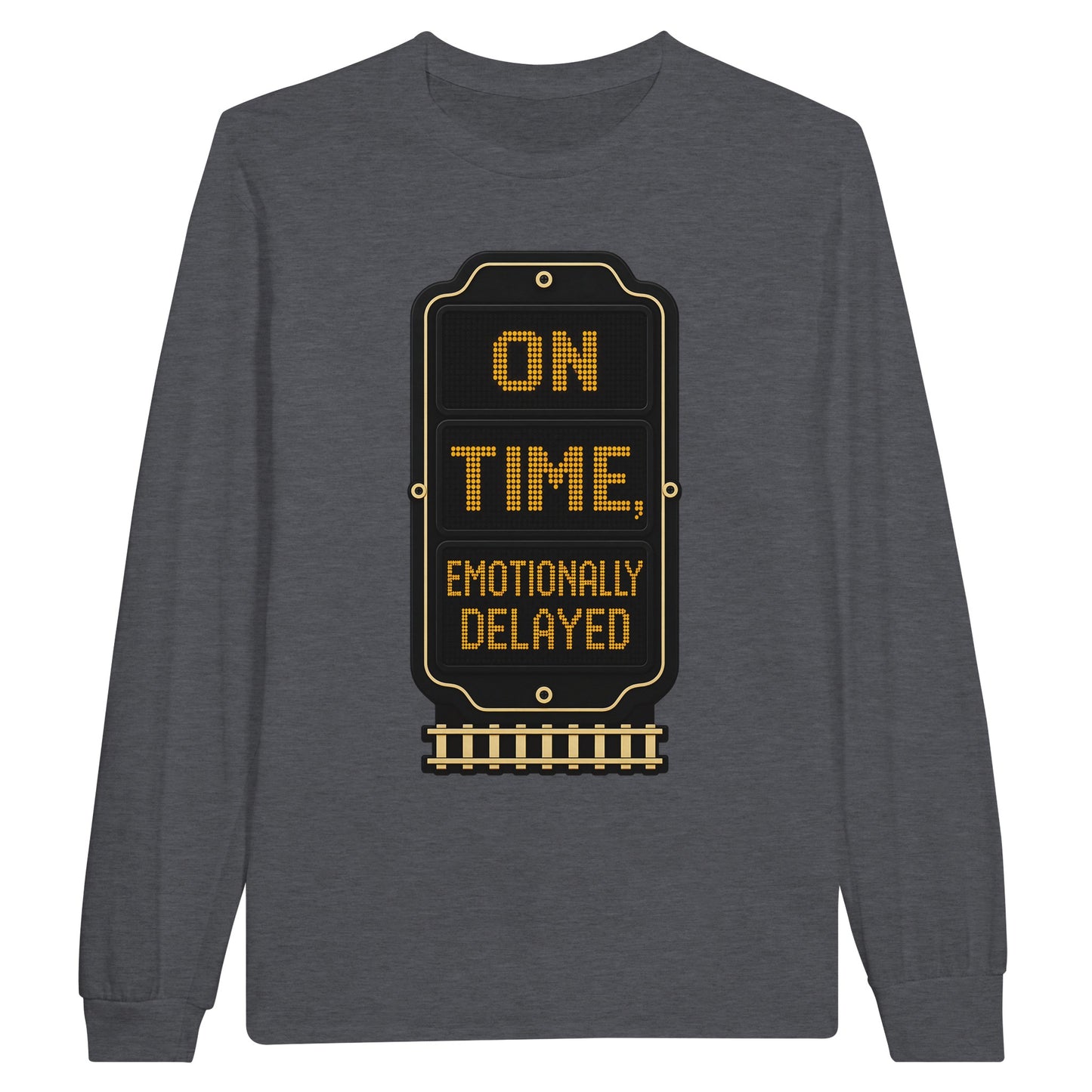 On Time, Emotionally Delayed Rail Graphic Long-Sleeve T-shirt — product view 2